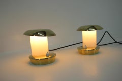 Pair of Rare Brass Glass Bauhaus Table Lamps, 1930s