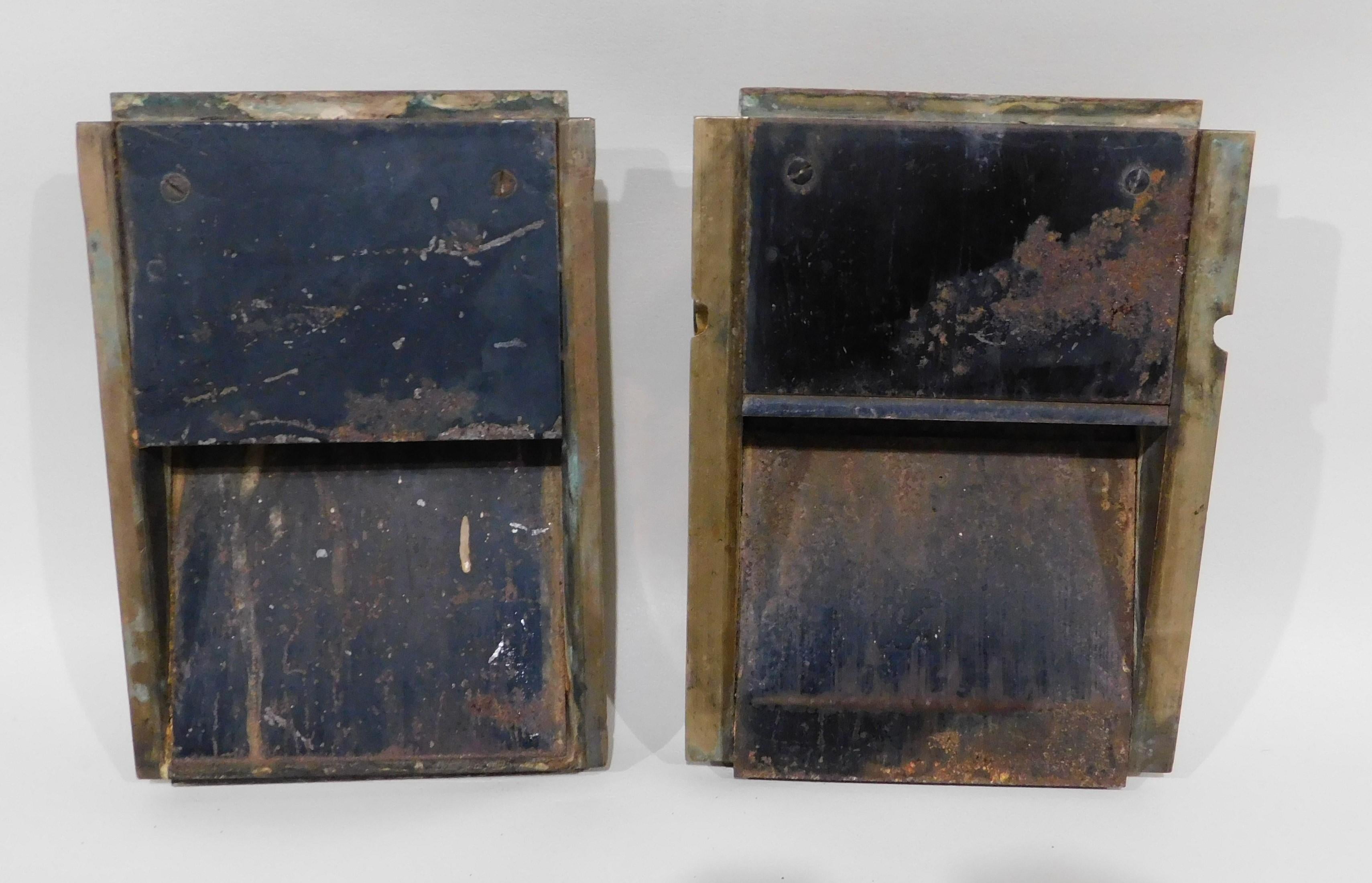 Pair of Rare Brass United States Mail Postal Chutes and Door Pulls, circa 1890 2