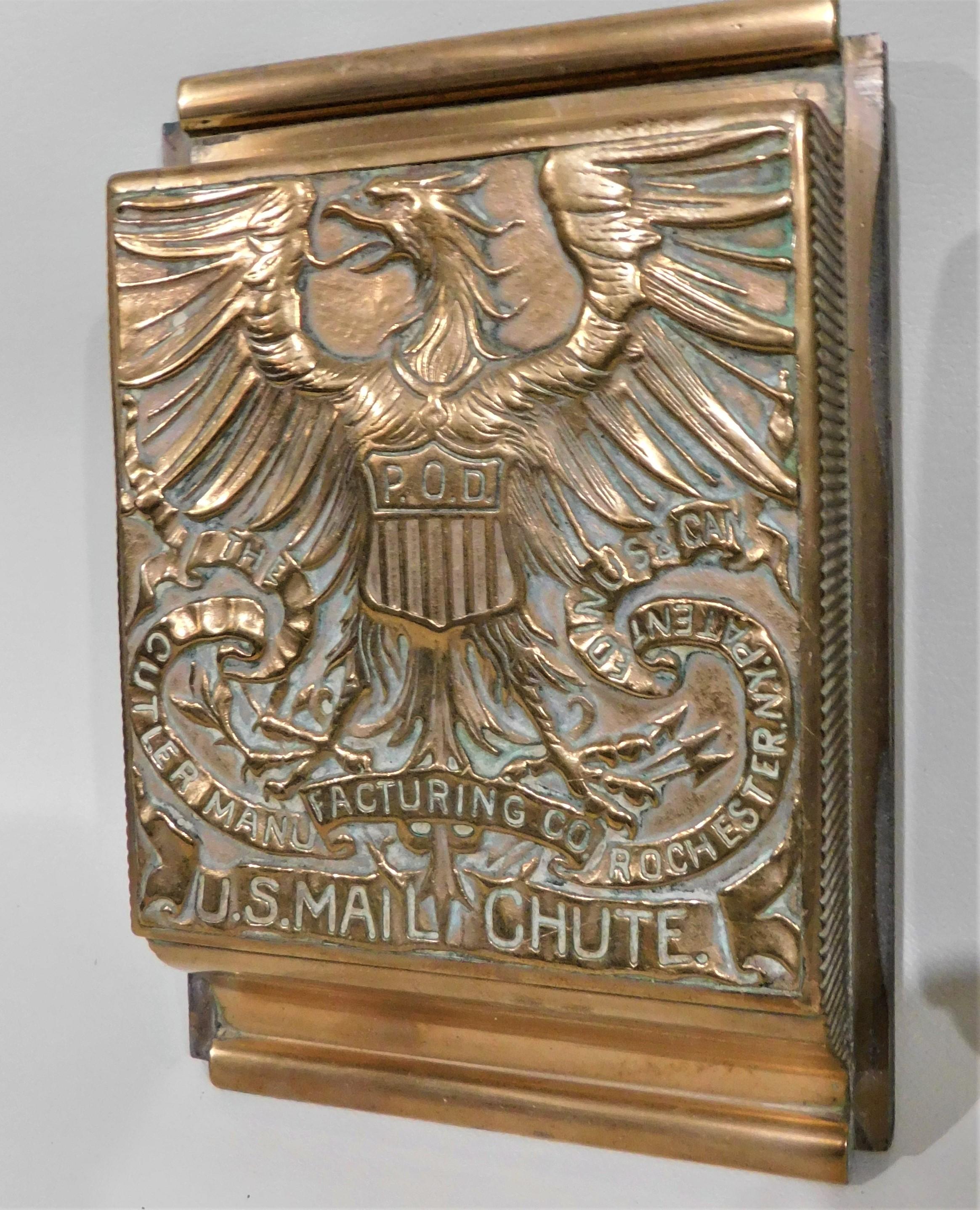 American Pair of Rare Brass United States Mail Postal Chutes and Door Pulls, circa 1890
