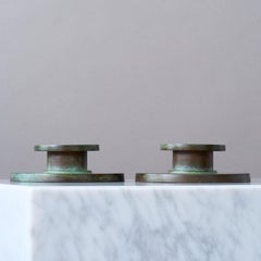 Pair of Rare Bronze Art Deco Candlesticks by GAB, Sweden, 1930s.