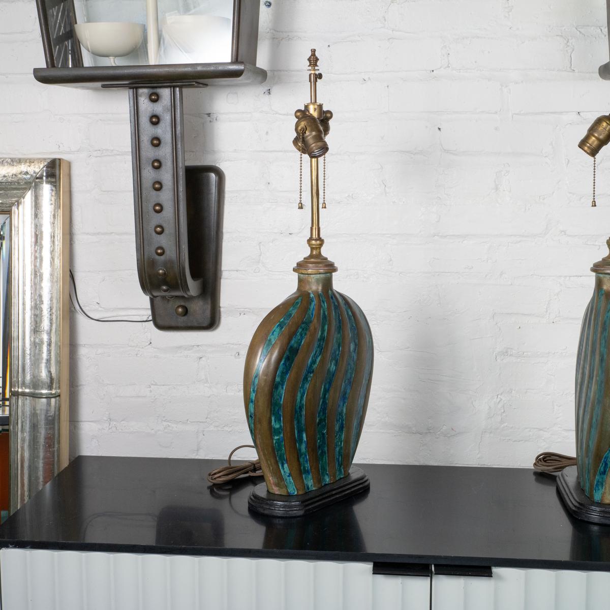 Bronze Pair of rare bronze table lamps by Pepe Mendoza For Sale