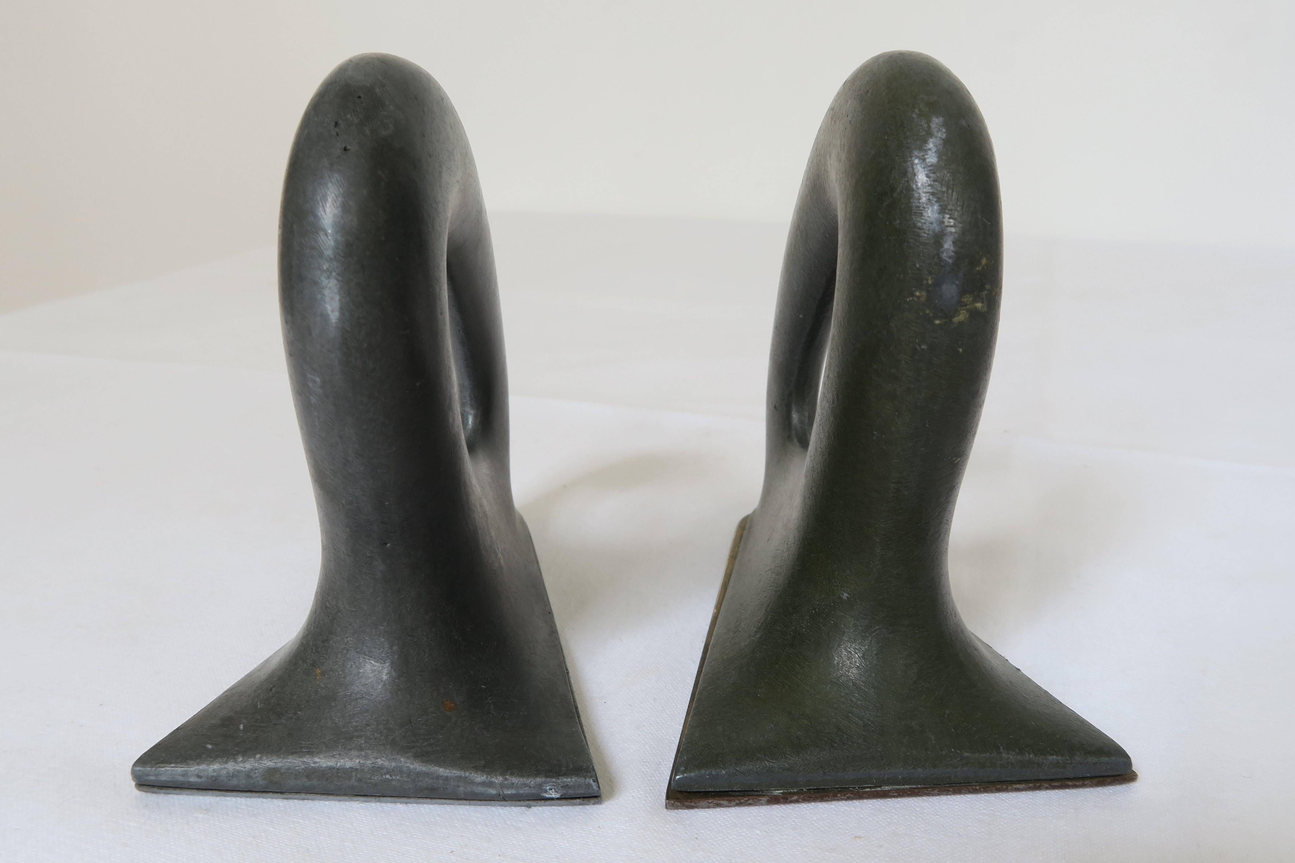 Vintage, made in the very first pre-war period of the existance of the werkstatte Aubock in Vienna.
Model number: 3531 - Illustrated in the exhibition catalogue of the Vienna Historical Museum.

For sale are a pair of super rare bookends. Auböck