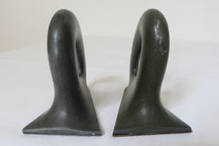 Pair of Rare Carl Aubock Brass and Tin Book Ends, First Generation, 1935-1945