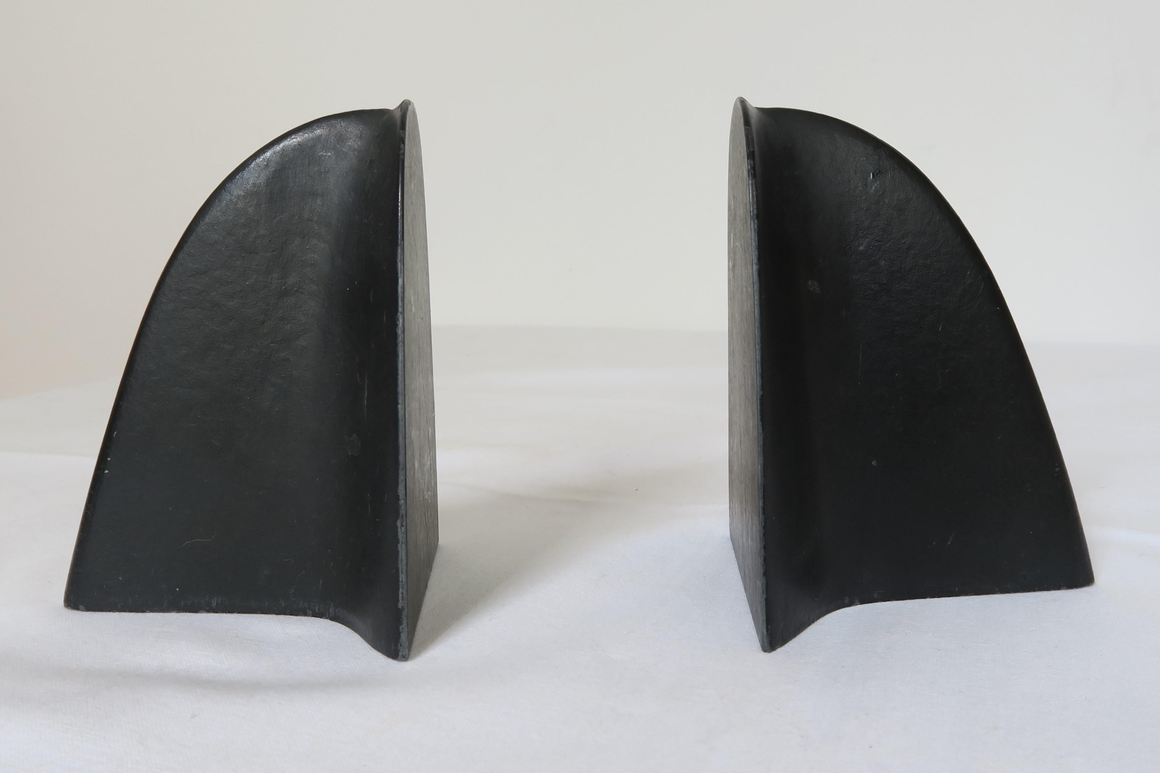 Austrian Pair of Rare Carl Aubock Brass and Tin Book Ends, First Generation, 1935-1945 For Sale