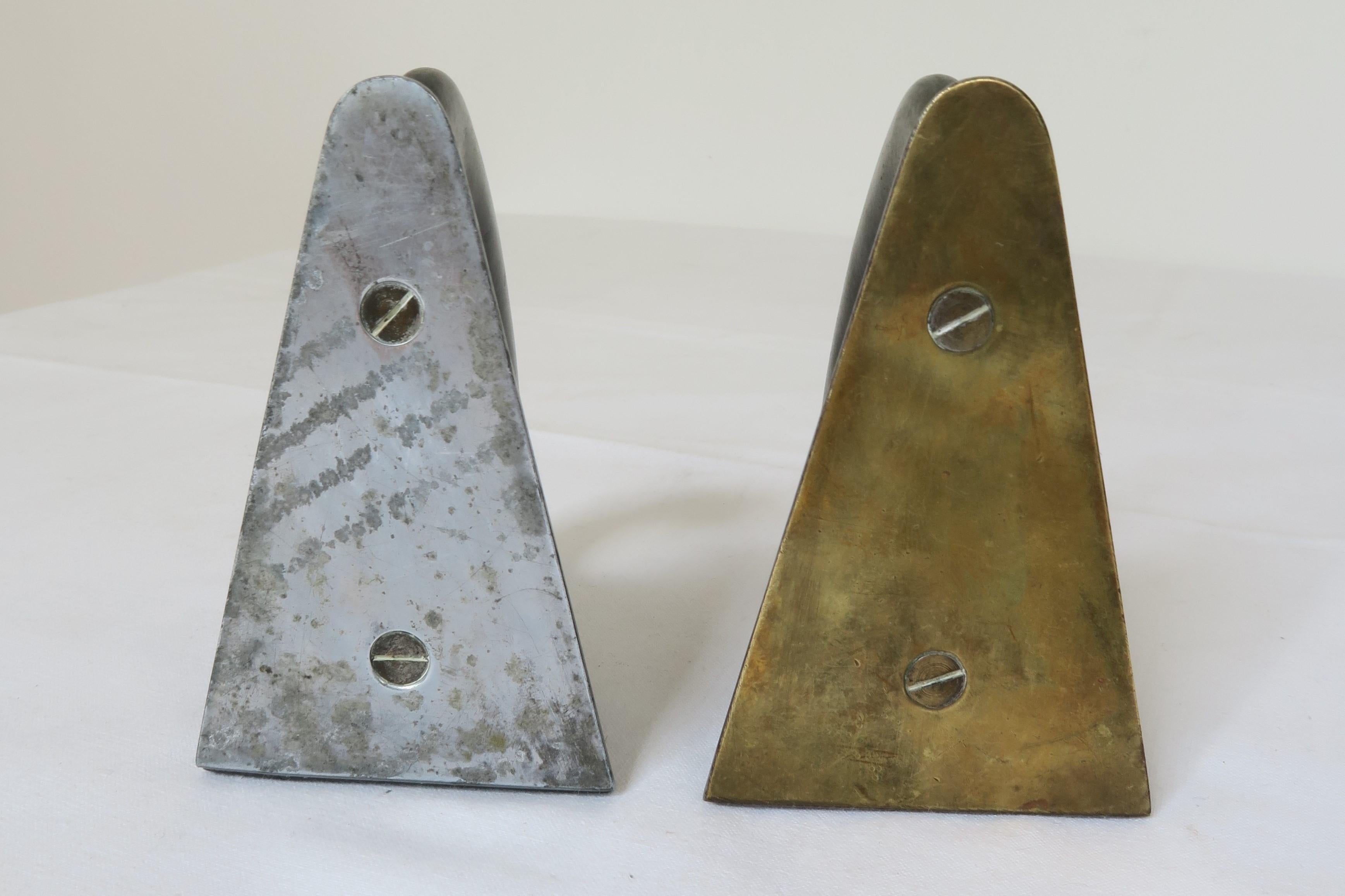 Pair of Rare Carl Aubock Brass and Tin Book Ends, First Generation, 1935-1945 In Excellent Condition For Sale In Vienna, AT