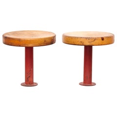 Pair of Rare Charlotte Perriand Stools for Les Arcs, circa 1960