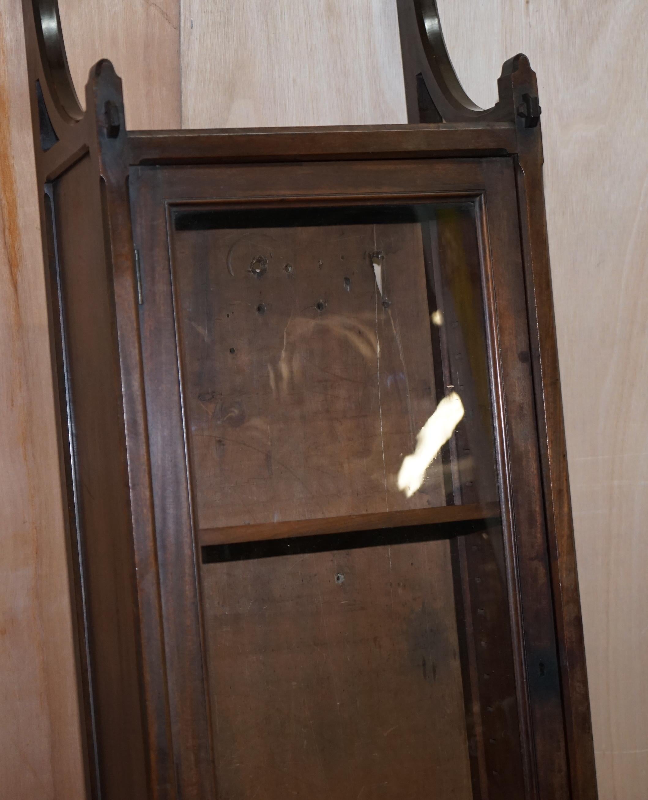 Pair of Rare circa 1800 Gothic Revival Wall Hanging Cabinets Bookcases Cupboards 2