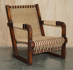 PAiR OF RARE COLLECTABLE RALPH LAUREN FRANCIS JOURDAIN ROPE LOUNGE ARMCHAIRS