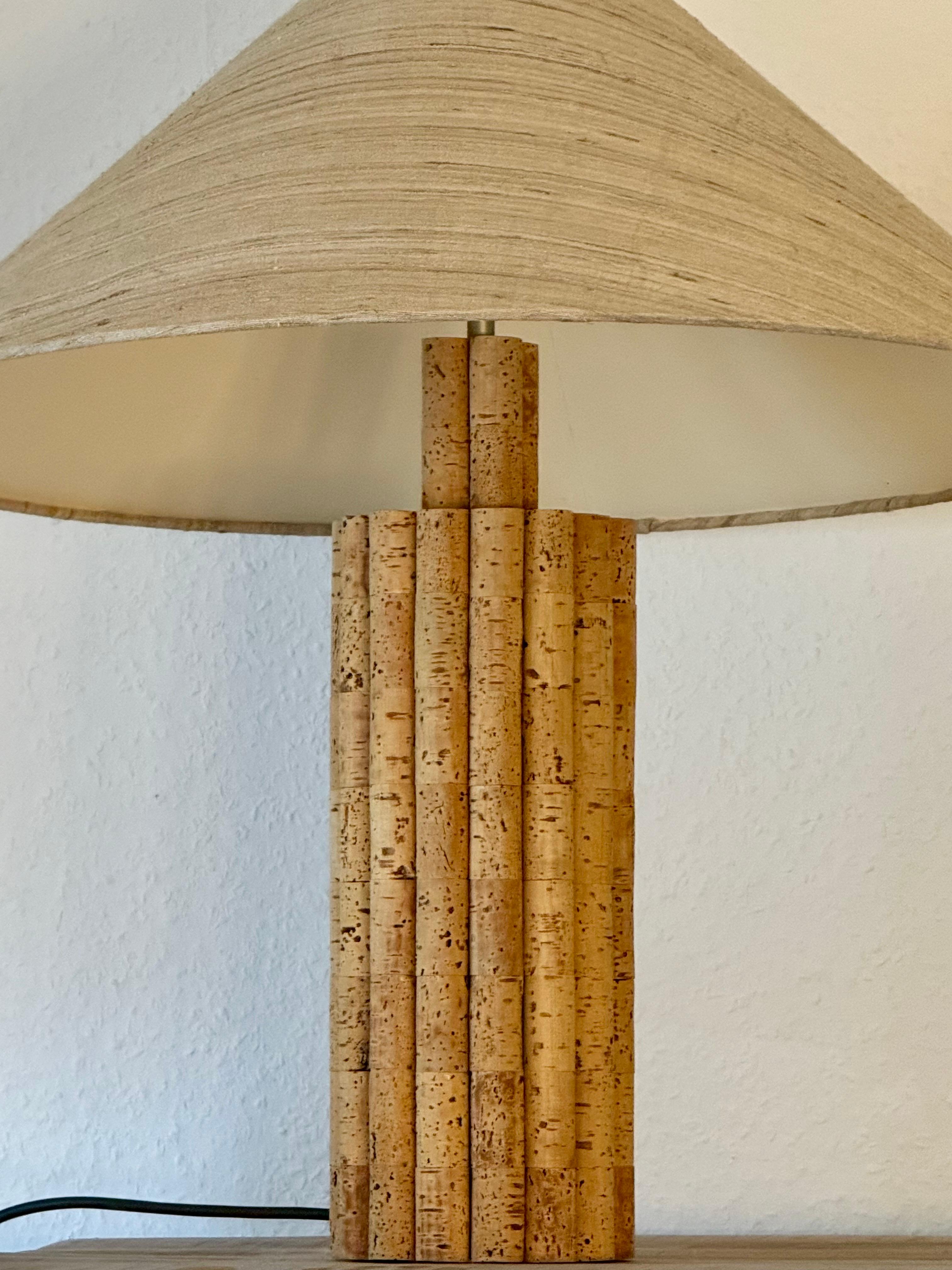 Rare Cork and Row Silk Table Lamp by Ingo Maurer for Design M, 1970s For Sale 6