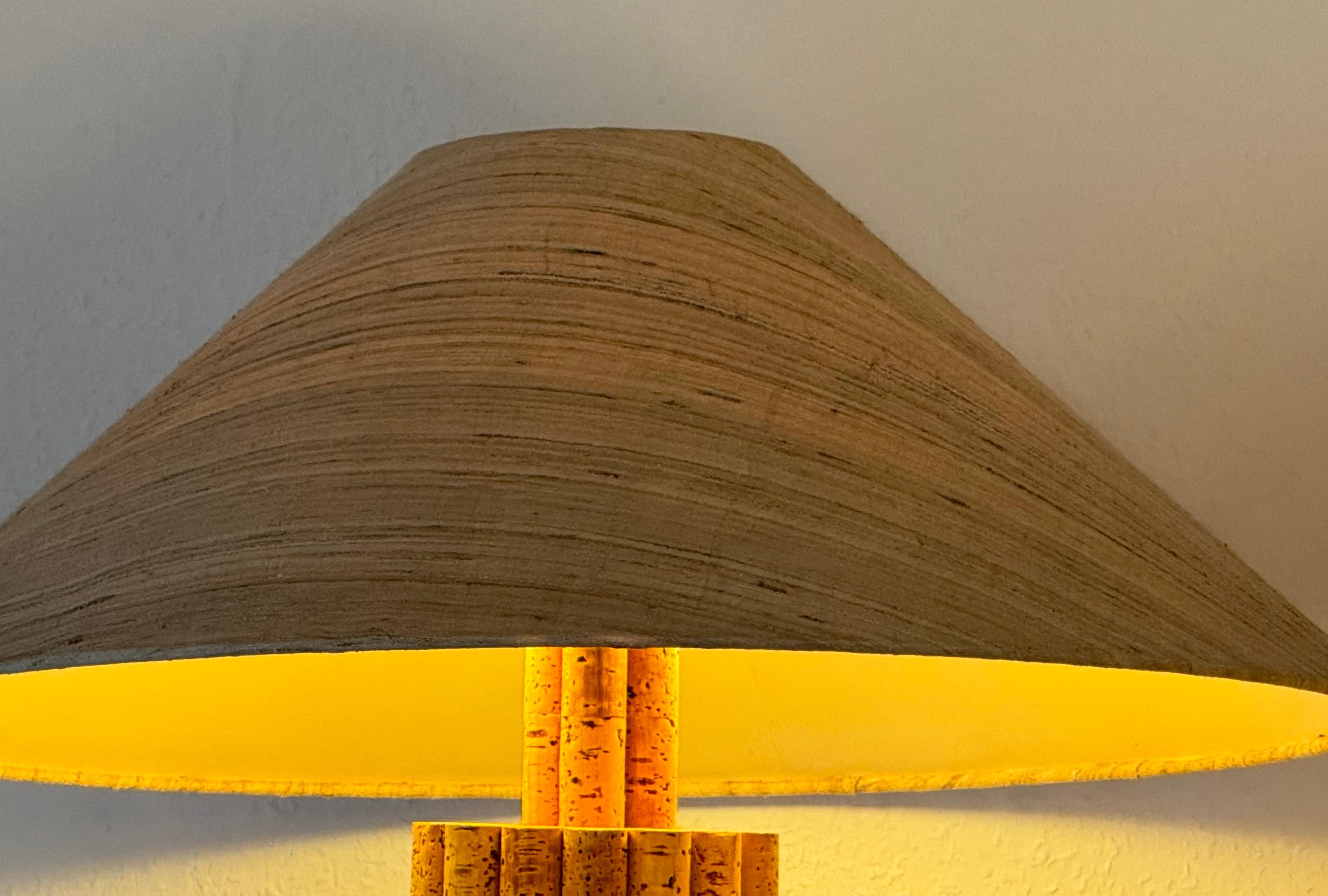 Rare Cork and Row Silk Table Lamp by Ingo Maurer for Design M, 1970s For Sale 10