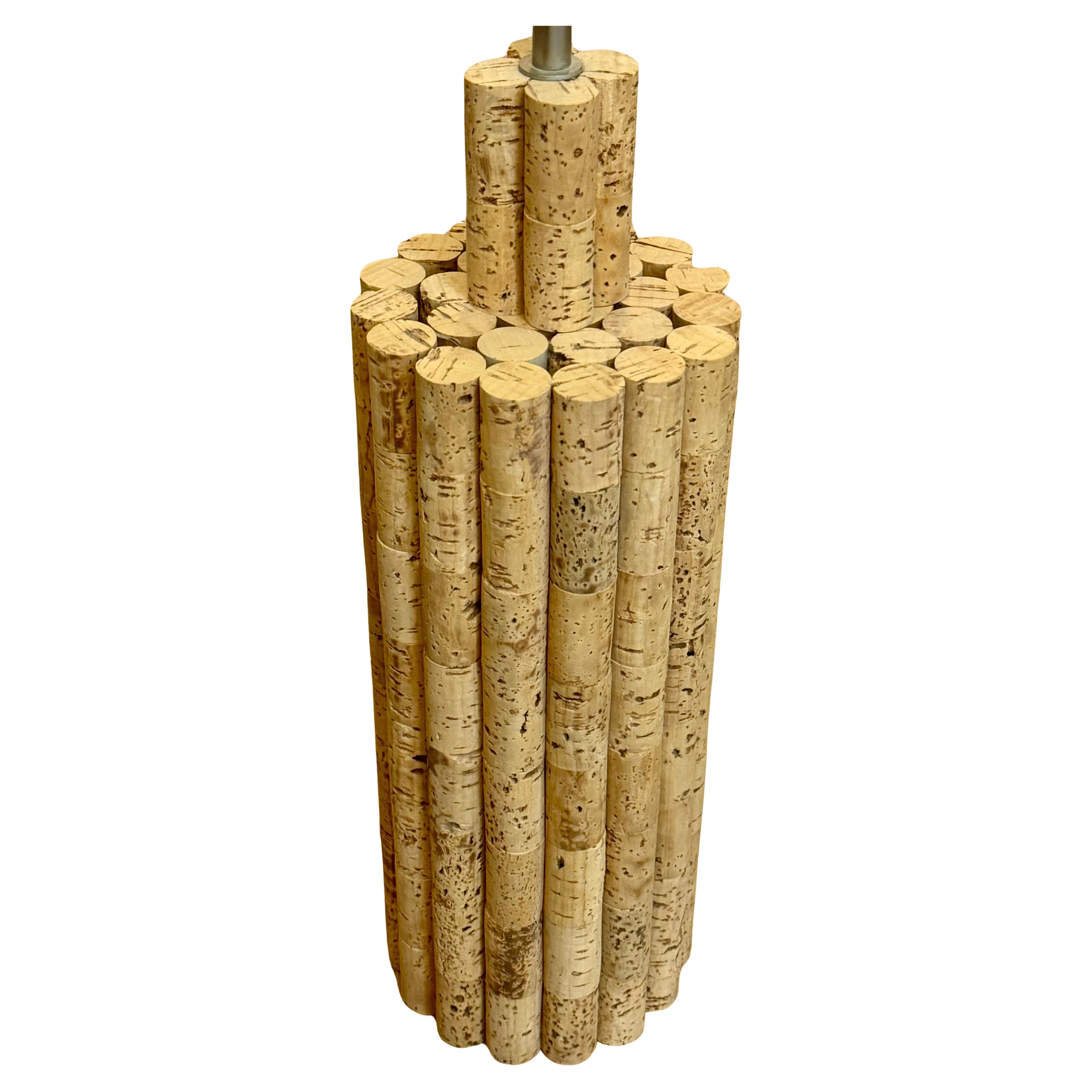 Late 20th Century Rare Cork and Row Silk Table Lamp by Ingo Maurer for Design M, 1970s For Sale