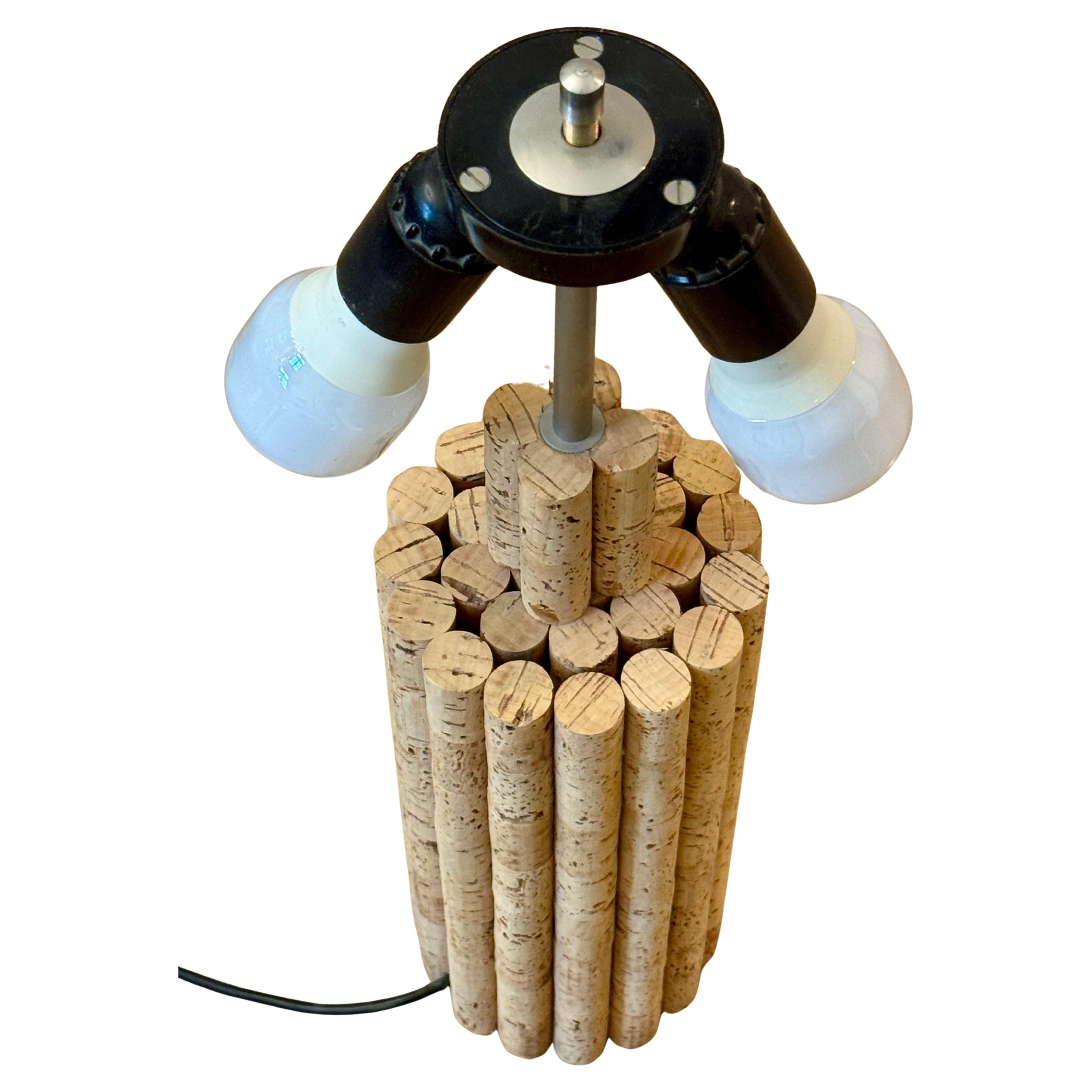 Rare Cork and Row Silk Table Lamp by Ingo Maurer for Design M, 1970s For Sale 1