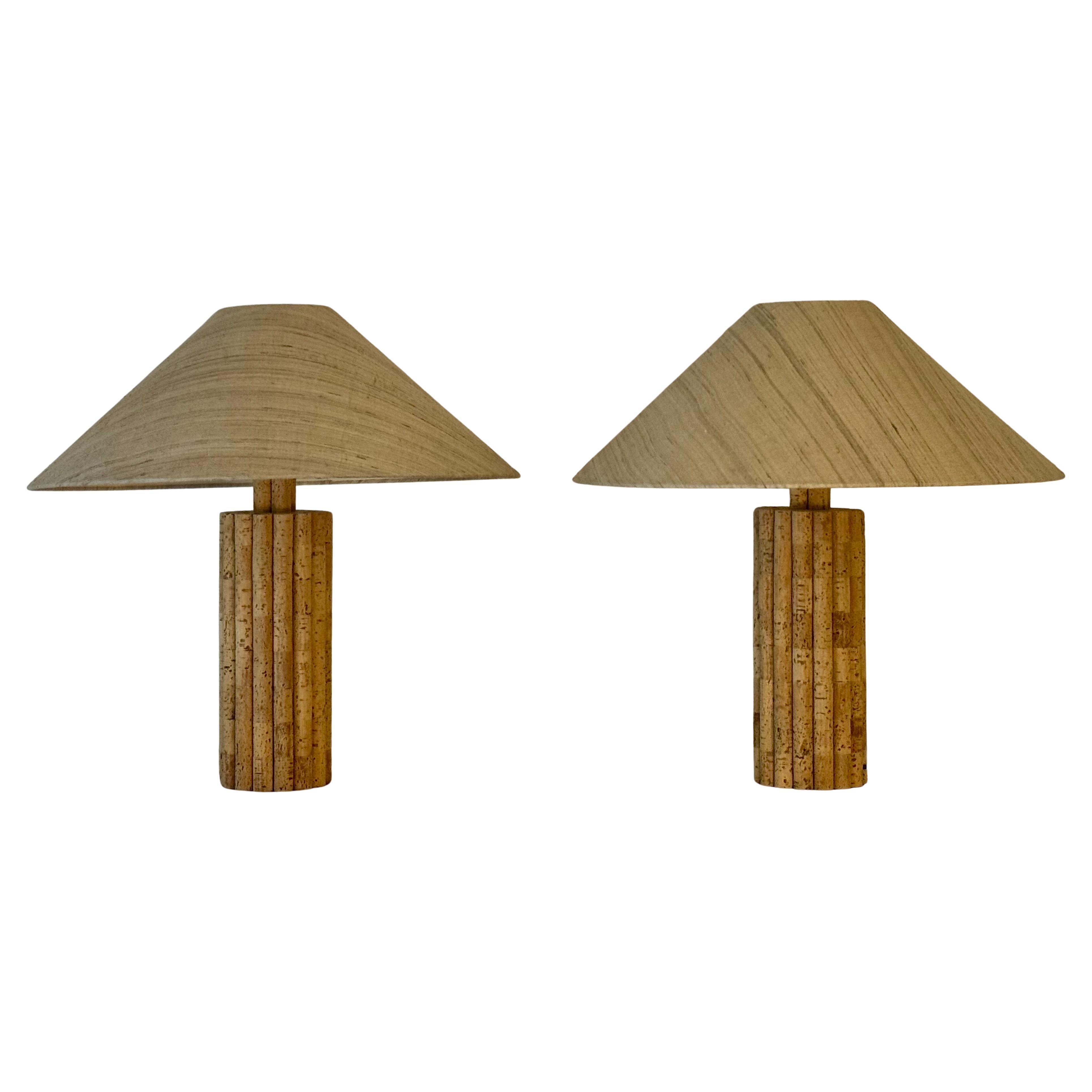 Rare Cork and Row Silk Table Lamp by Ingo Maurer for Design M, 1970s