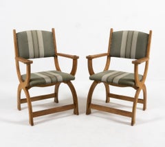Pair of Rare Curule Armchairs by Henning Kjærnulf