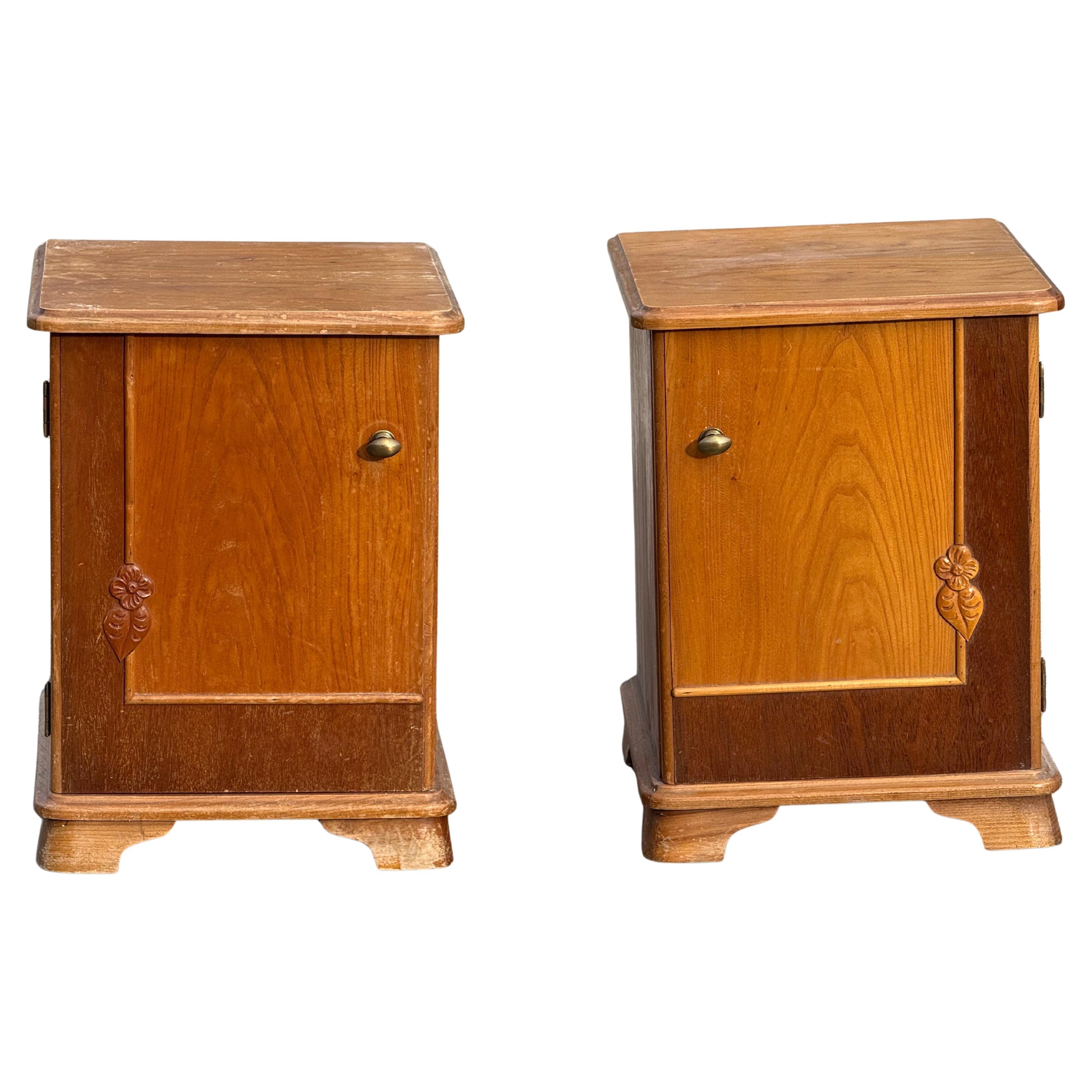 Pair of rare Danish 1950's Art deco night stands