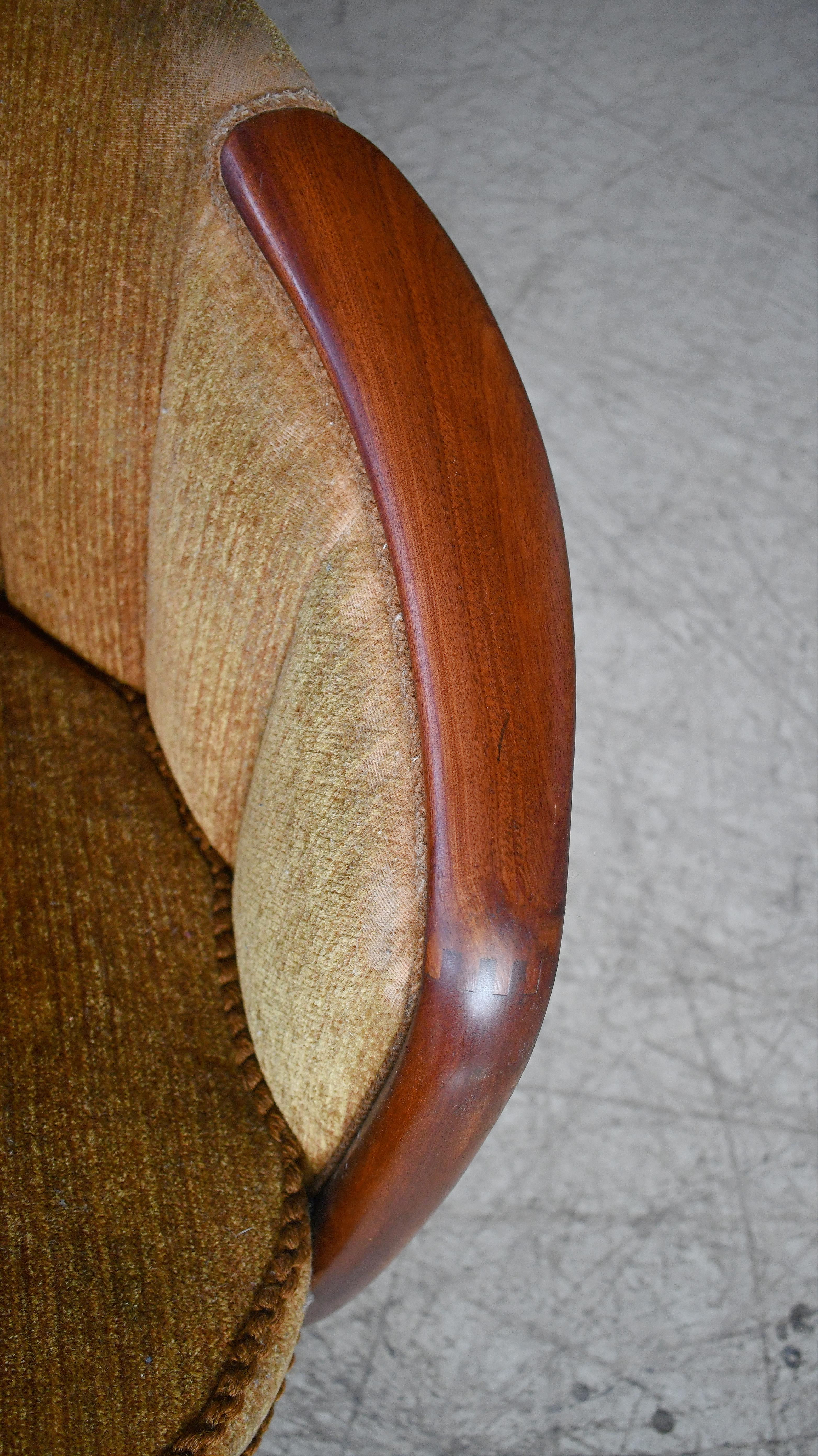 Pair of Rare Danish 1950's Barrel Style Chairs with Teak Armrests 2