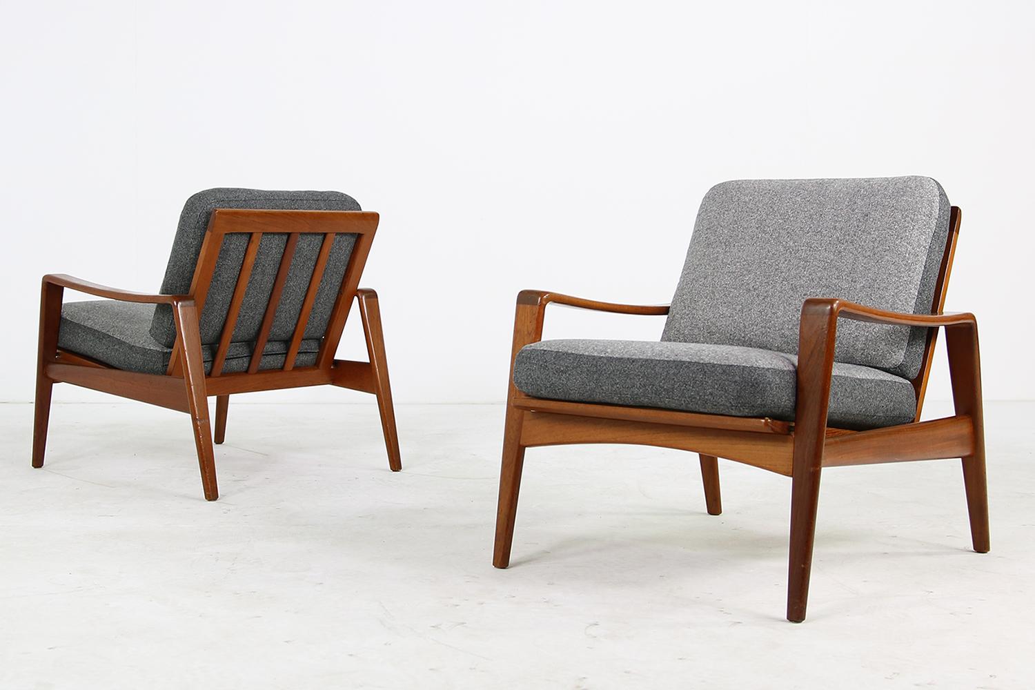 Mid-Century Modern Pair of Rare Danish Modern 1960s Teak Lounge Easy Chairs by Arne Wahl Iversen