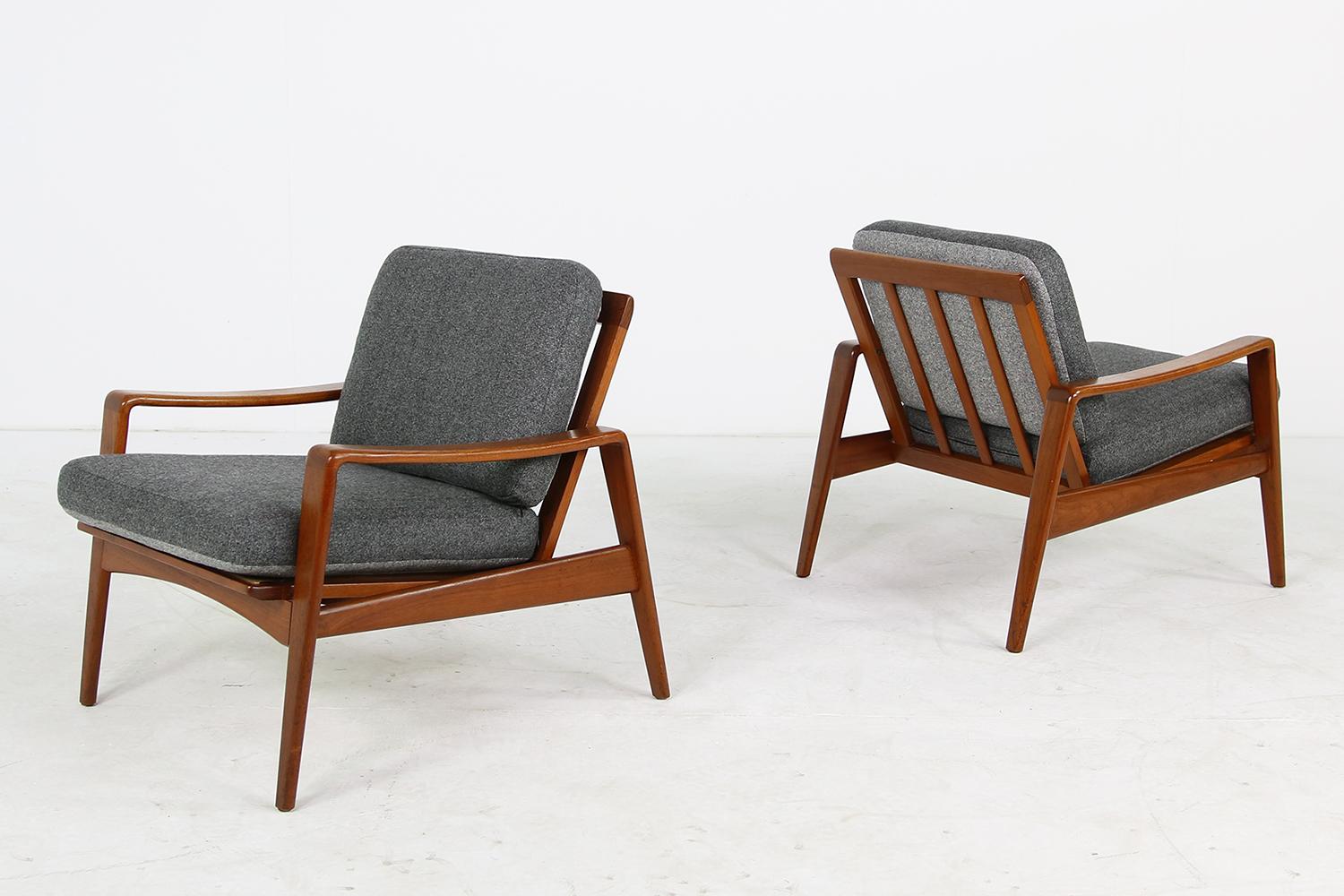 Mid-20th Century Pair of Rare Danish Modern 1960s Teak Lounge Easy Chairs by Arne Wahl Iversen