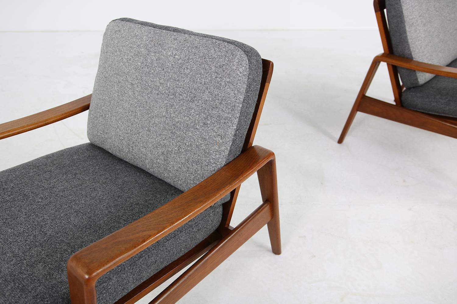 Pair of Rare Danish Modern 1960s Teak Lounge Easy Chairs by Arne Wahl Iversen 1