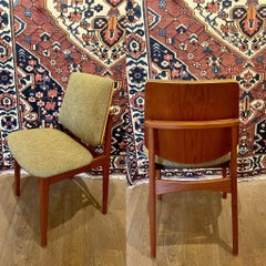 Pair of Rare Danish Modern Solid Teak Dining Chairs, Arne Hovmand-Olsen