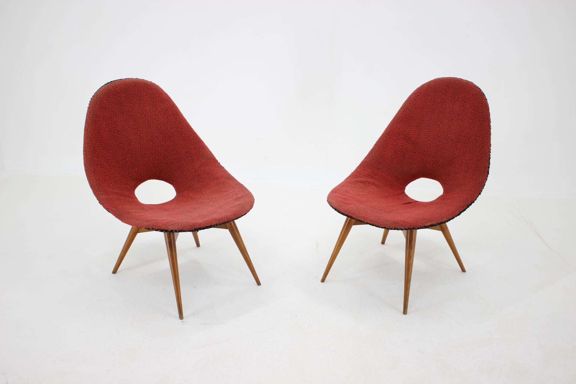 Mid-Century Modern Pair of RARE Design Fibreglass chairs / Czechoslovakia, 1960s For Sale