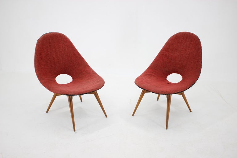 Pair of RARE Design Fibreglass chairs / Czechoslovakia, 1960s In Good Condition For Sale In Praha, CZ