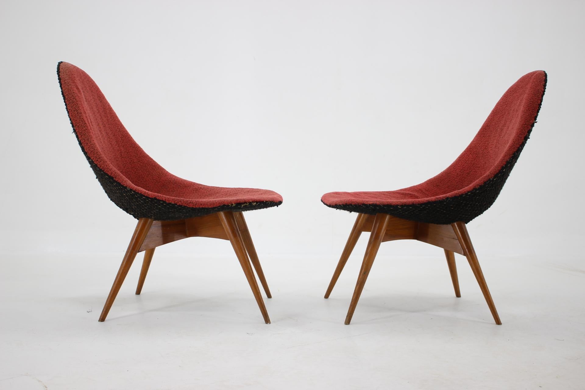 Pair of RARE Design Fibreglass chairs / Czechoslovakia, 1960s In Good Condition For Sale In Praha, CZ