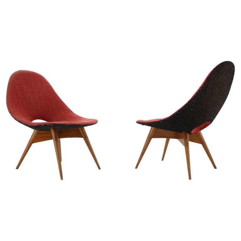 Pair of RARE Design Fibreglass chairs / Czechoslovakia, 1960s For Sale