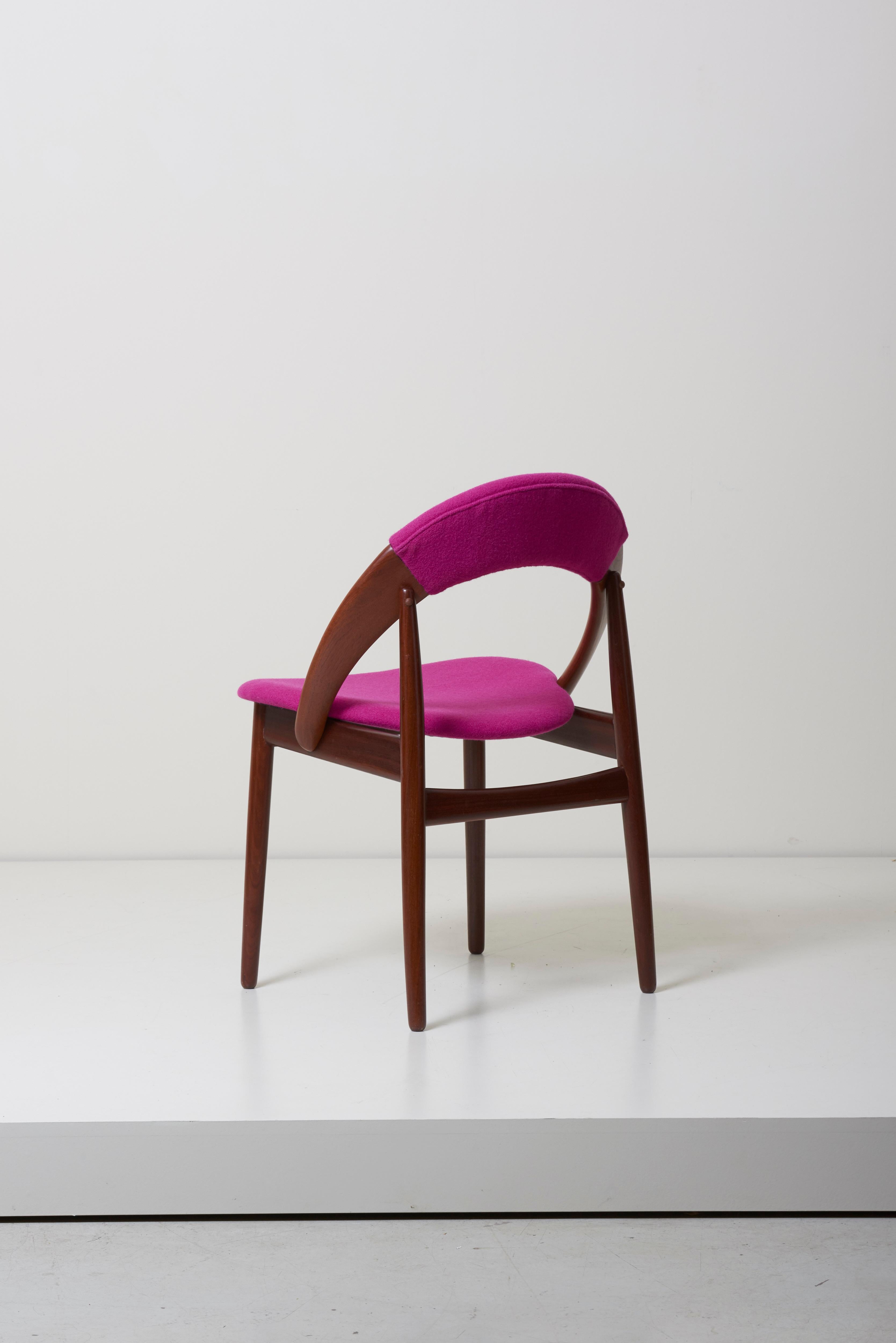 Fabric Pair of Rare Dining Chairs in Teak by Arne Hovmand Olsen