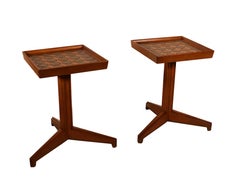 Pair of Rare Dunbar Janus Natzler Tile Top Side Tables
