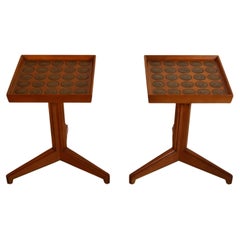 Pair of Rare Dunbar Janus Natzler Tile Top Side Tables