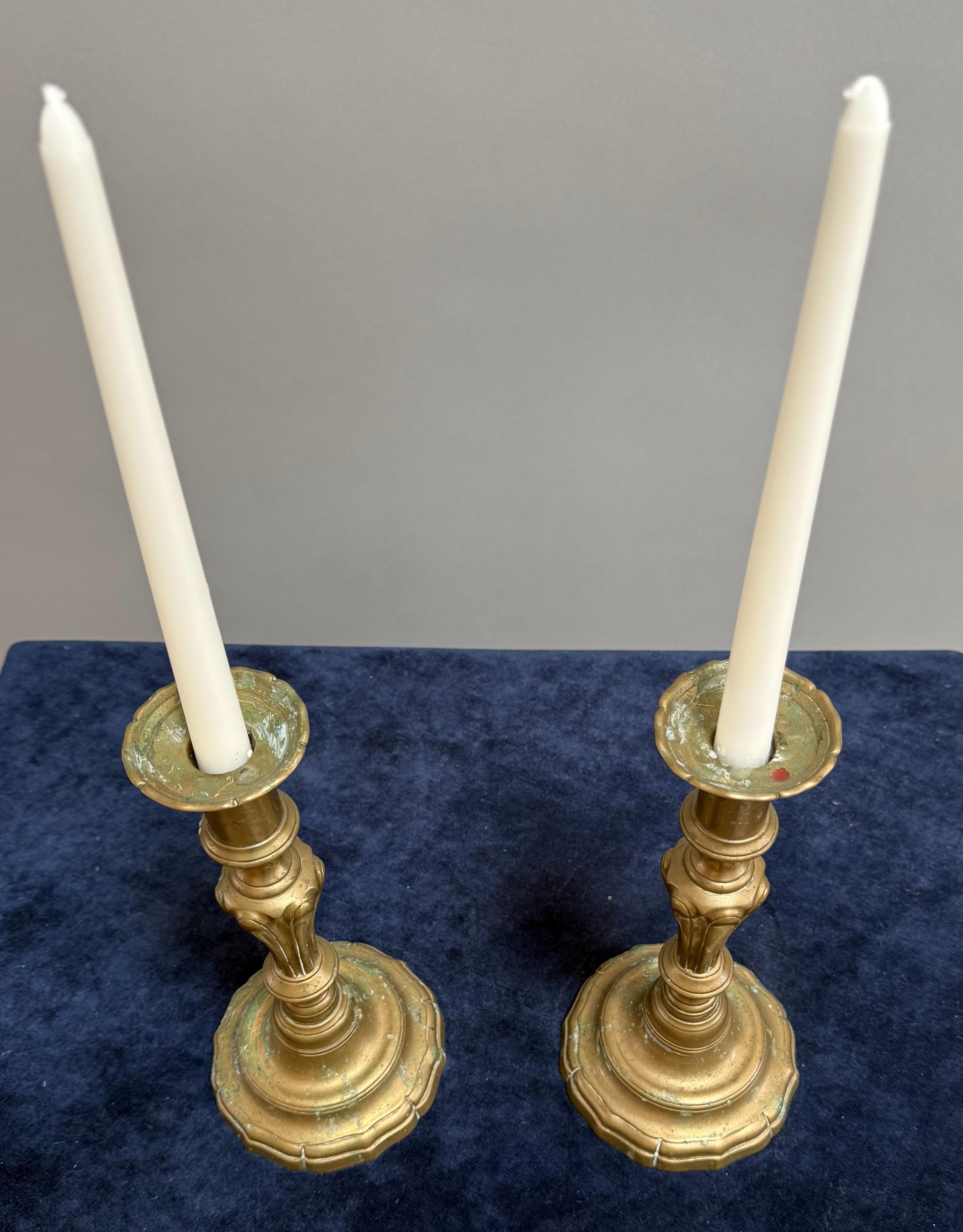 French Pair of Rare Early 18th Century Louis XV Candlesticks For Sale