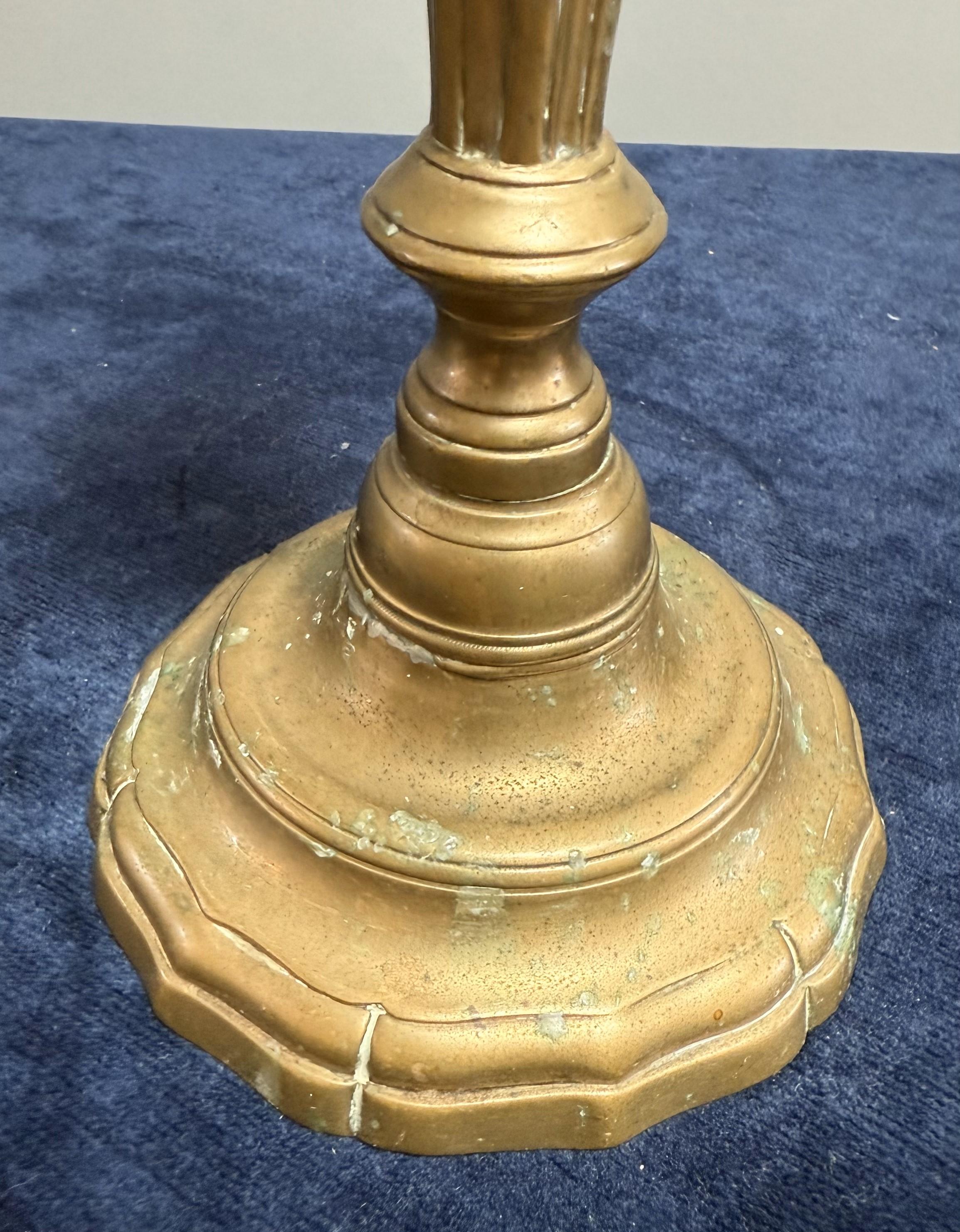 Bronzed Pair of Rare Early 18th Century Louis XV Candlesticks For Sale