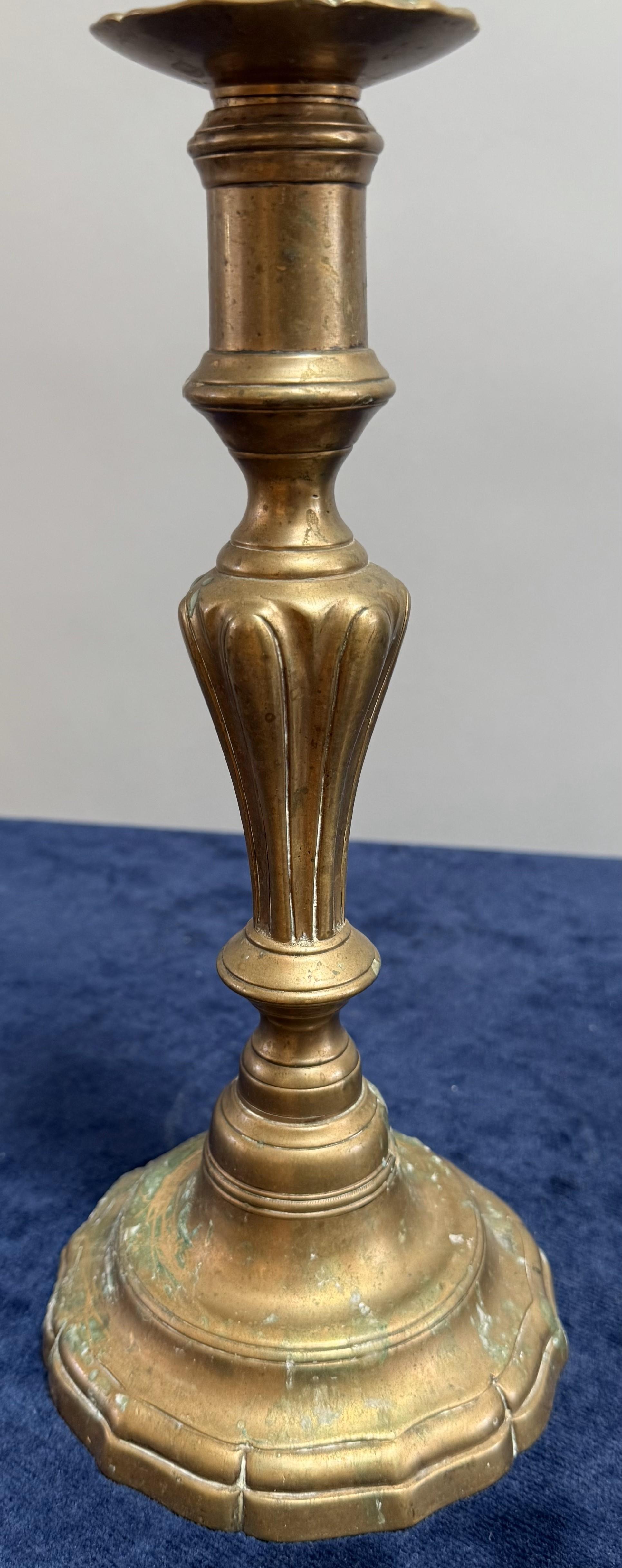 Metal Pair of Rare Early 18th Century Louis XV Candlesticks For Sale