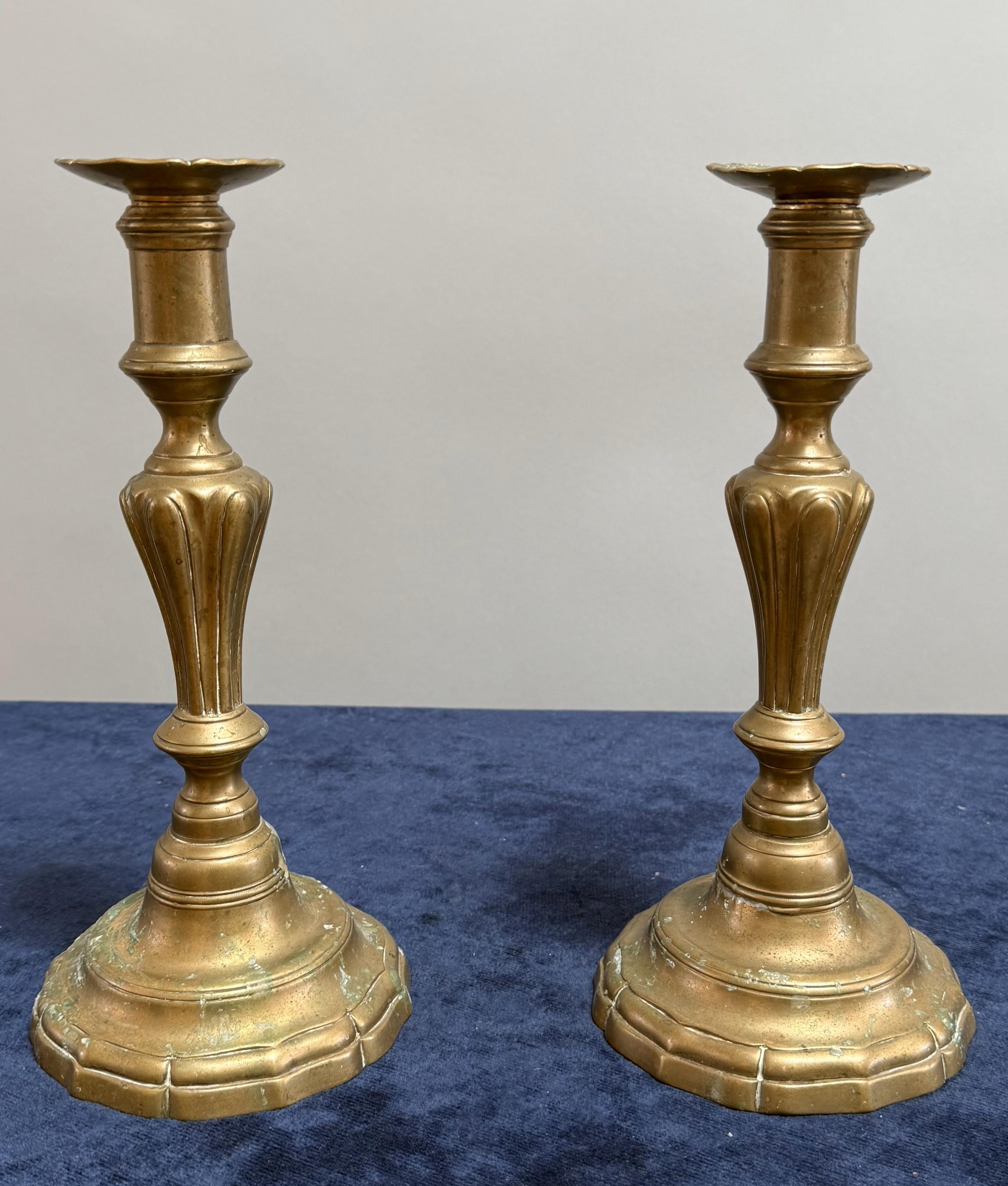 Pair of Rare Early 18th Century Louis XV Candlesticks For Sale 1