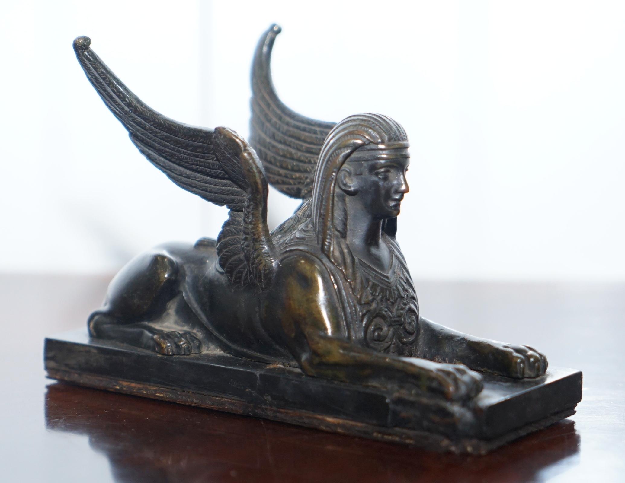 We are delighted to offer for sale this very rare pair of early 19th century circa 1810 solid bronze Italian Grand tour sculptures of winged Sphinxes

 A truly glorious pair, it’s very rare to find them with wings, most were purchased without as