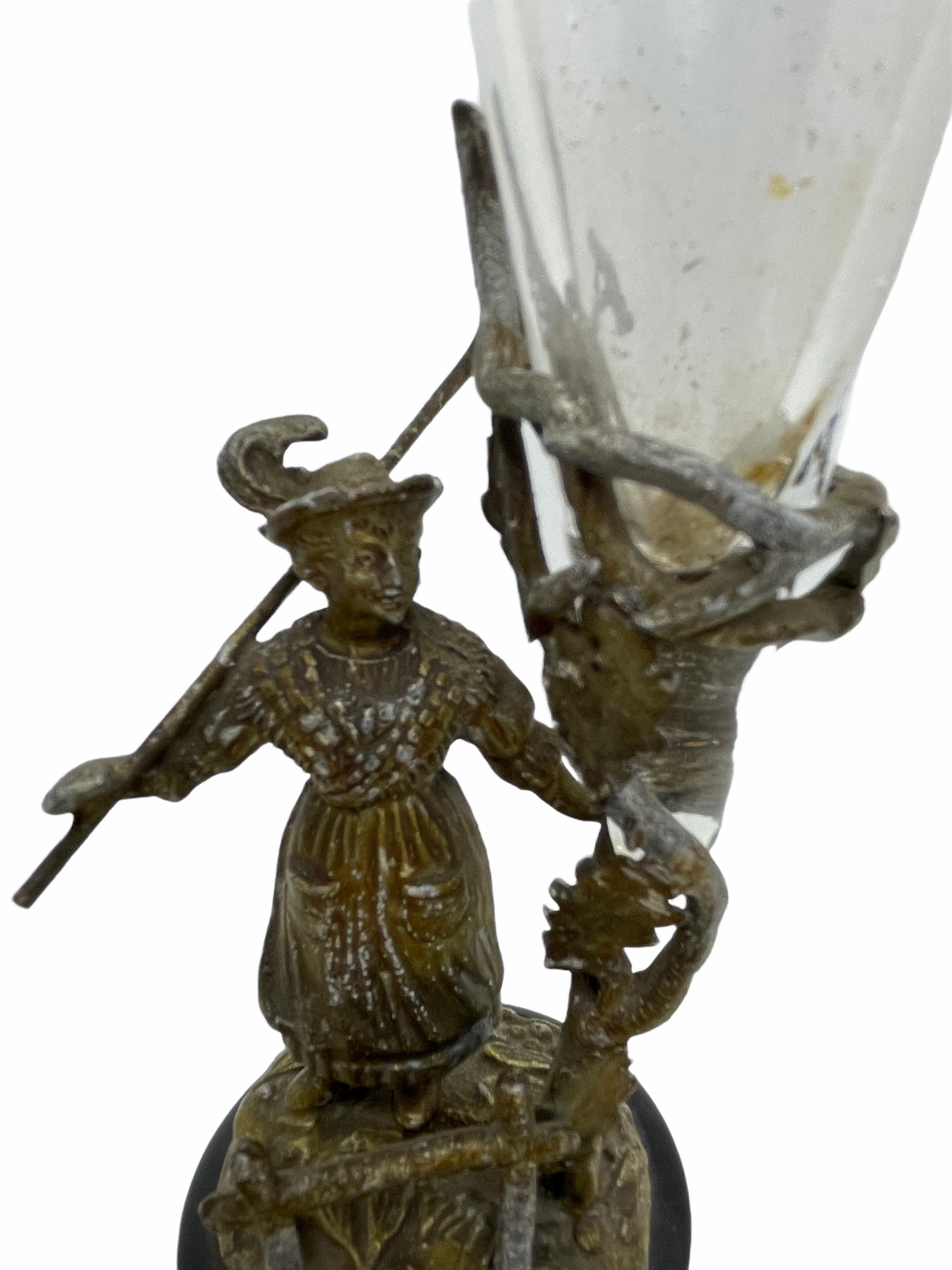 Pair of Rare Early 20th Century Austrian Vienna Bronze Figure Vases, Antique For Sale 6