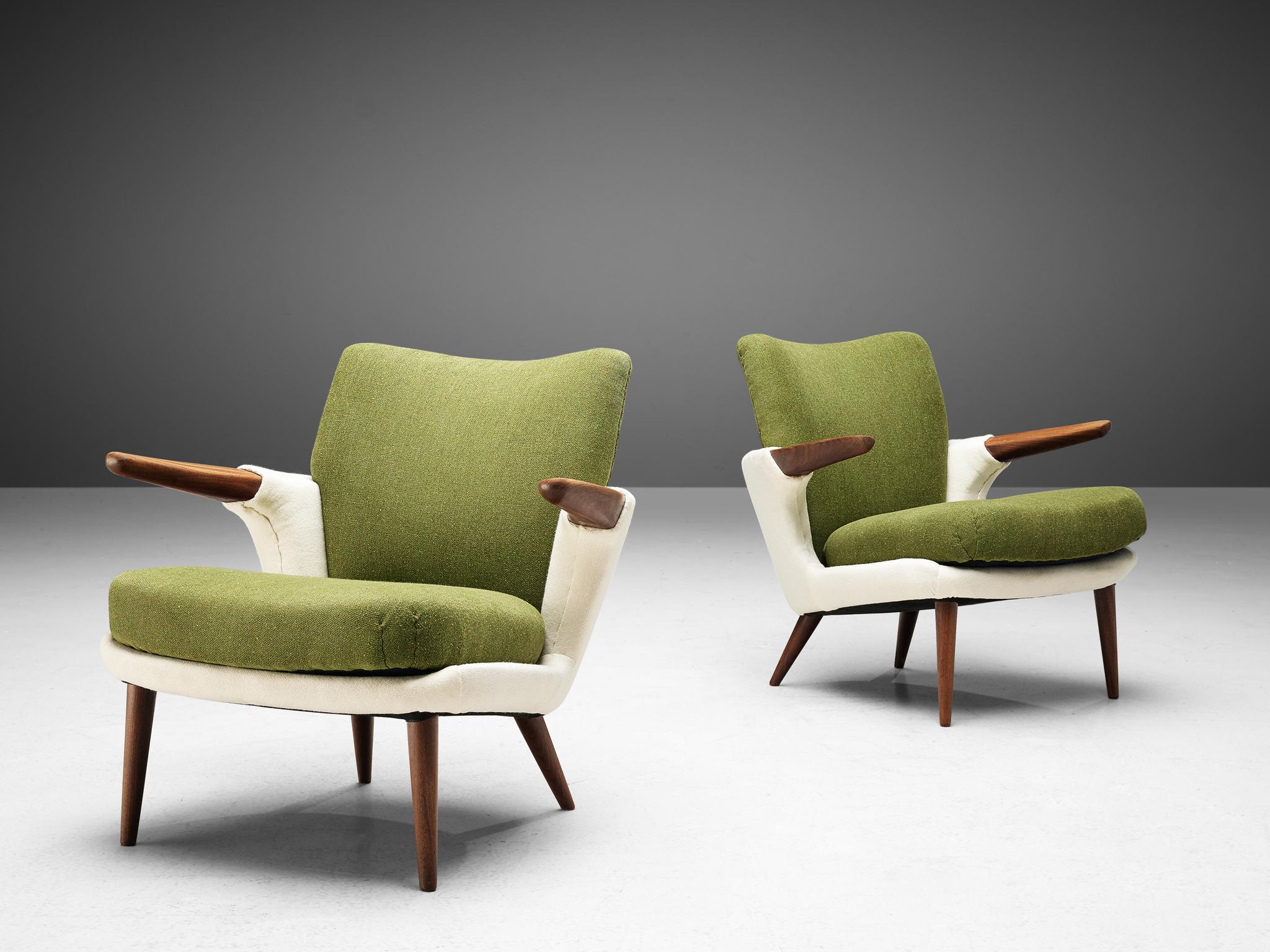 Danish Pair of Rare Easy Chairs by Ib Kofod-Larsen