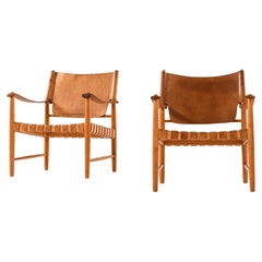 Paire de rares fauteuils en bois de Beeche massif, années 1950