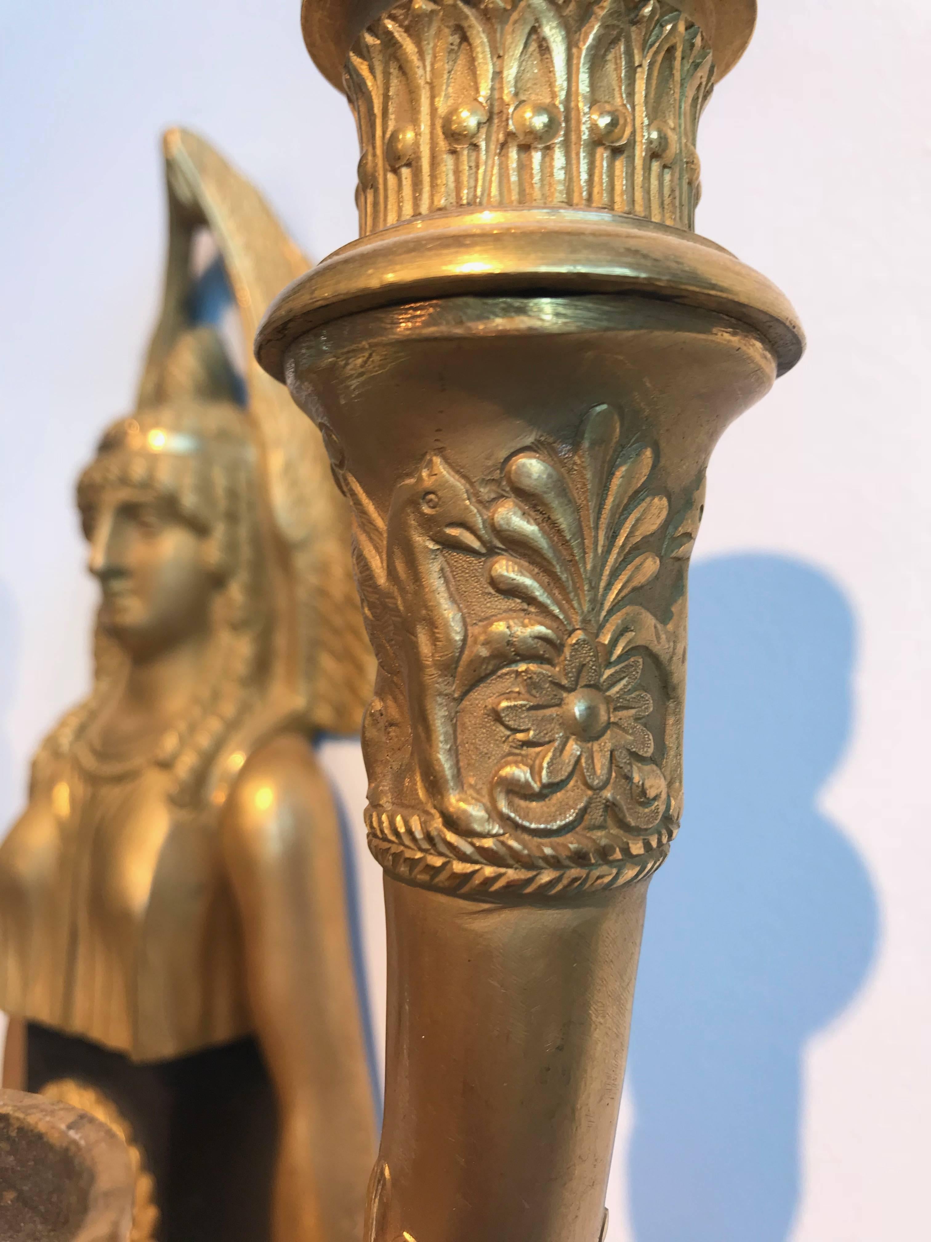 Pair of Rare Egyptian Revival Sconces For Sale 4