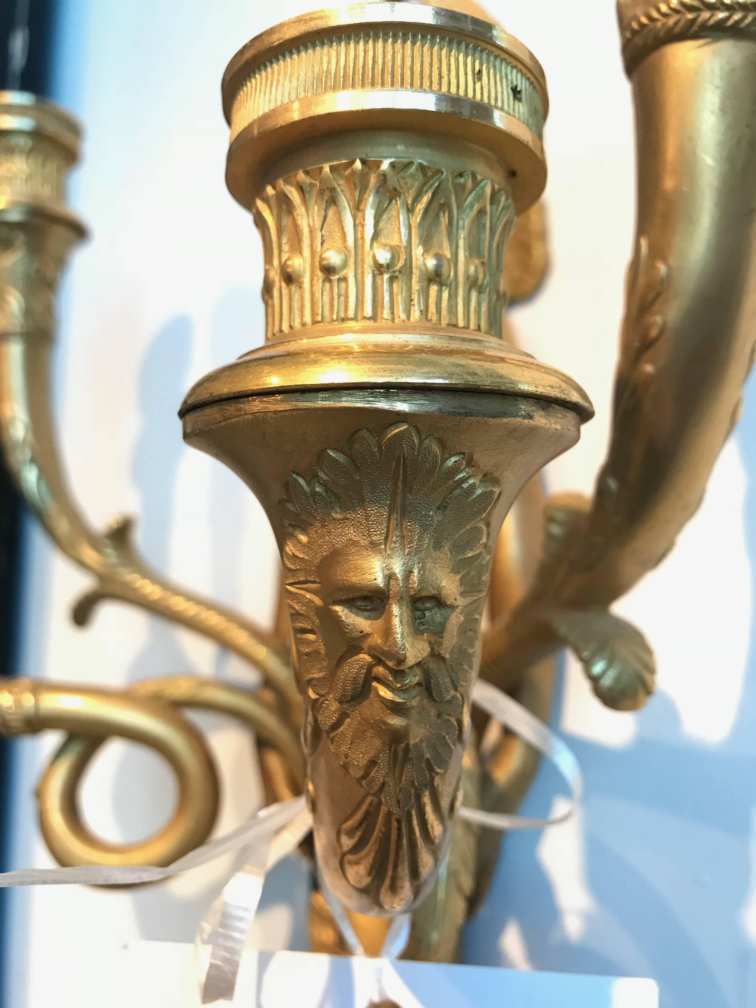 Pair of Rare Egyptian Revival Sconces For Sale 5