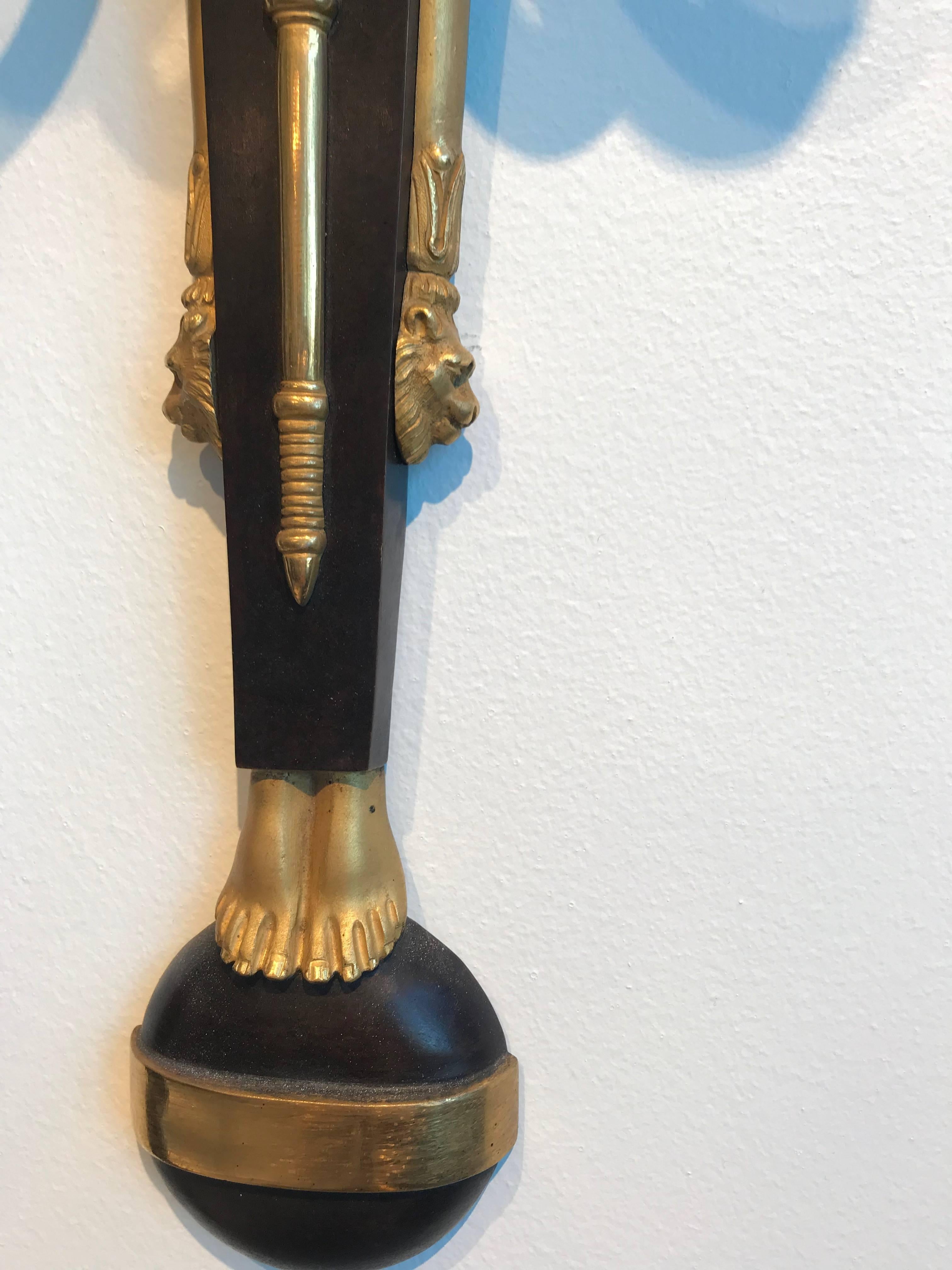Bronze Pair of Rare Egyptian Revival Sconces For Sale