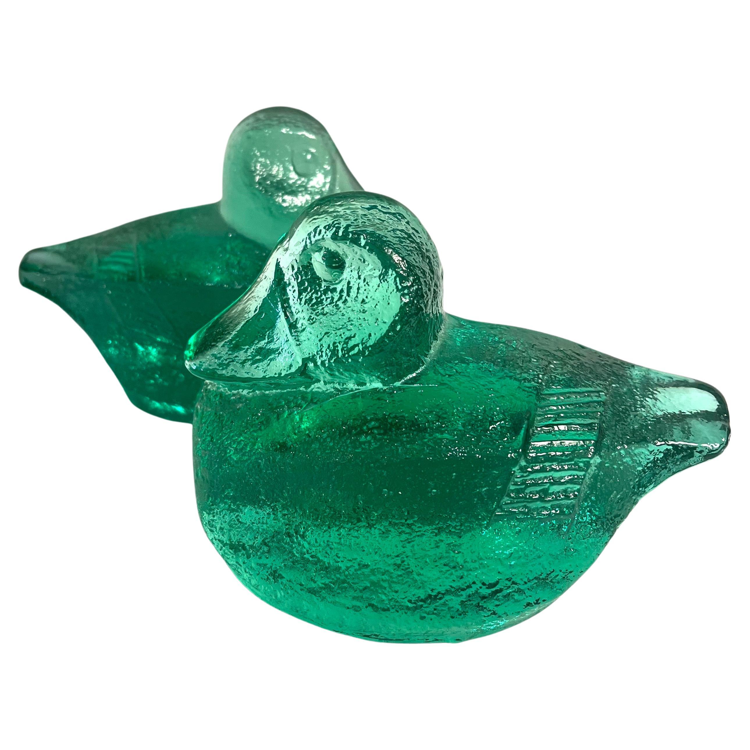 Pair of Rare Emerald Green Glass Bookends by Blenko For Sale