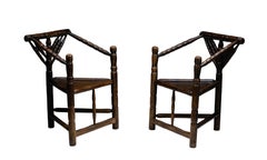 Pair of Rare English Turner’s Tripod Chairs Circa 1890 Modern