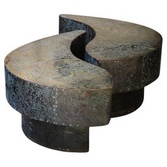 Pair of Rare Etched Brass Vintage Tables in the Manner of Evans