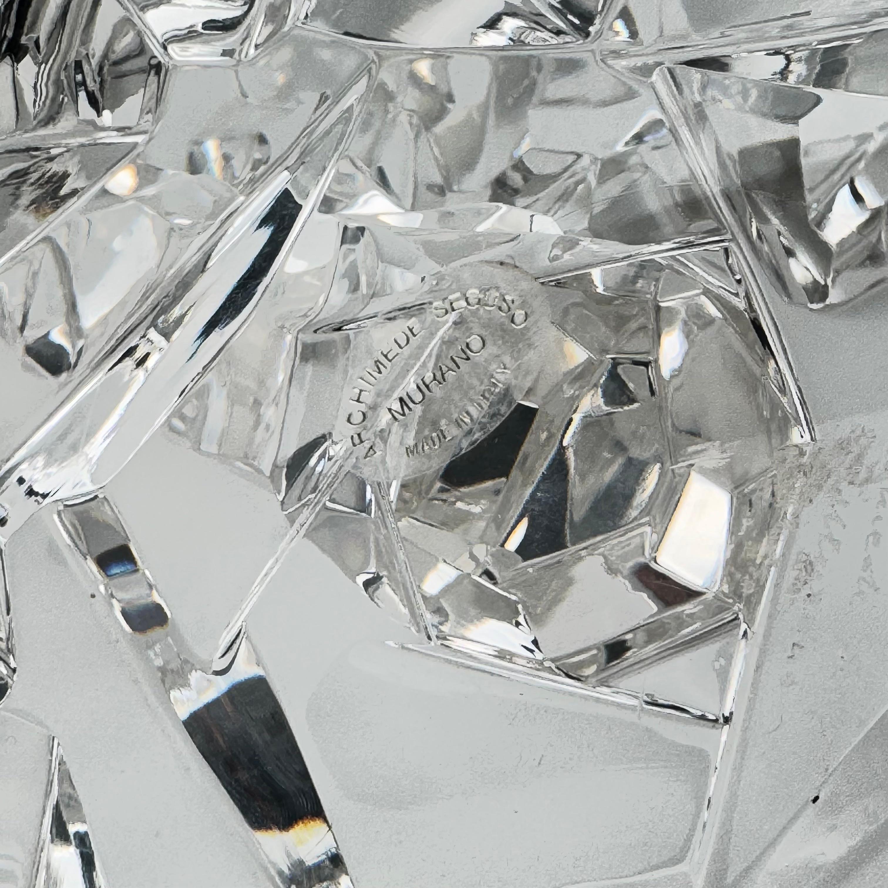 Pair of Rare Faceted Crystal Glass Candlesticks by Archimede Seguso, Murano, 50s For Sale 5