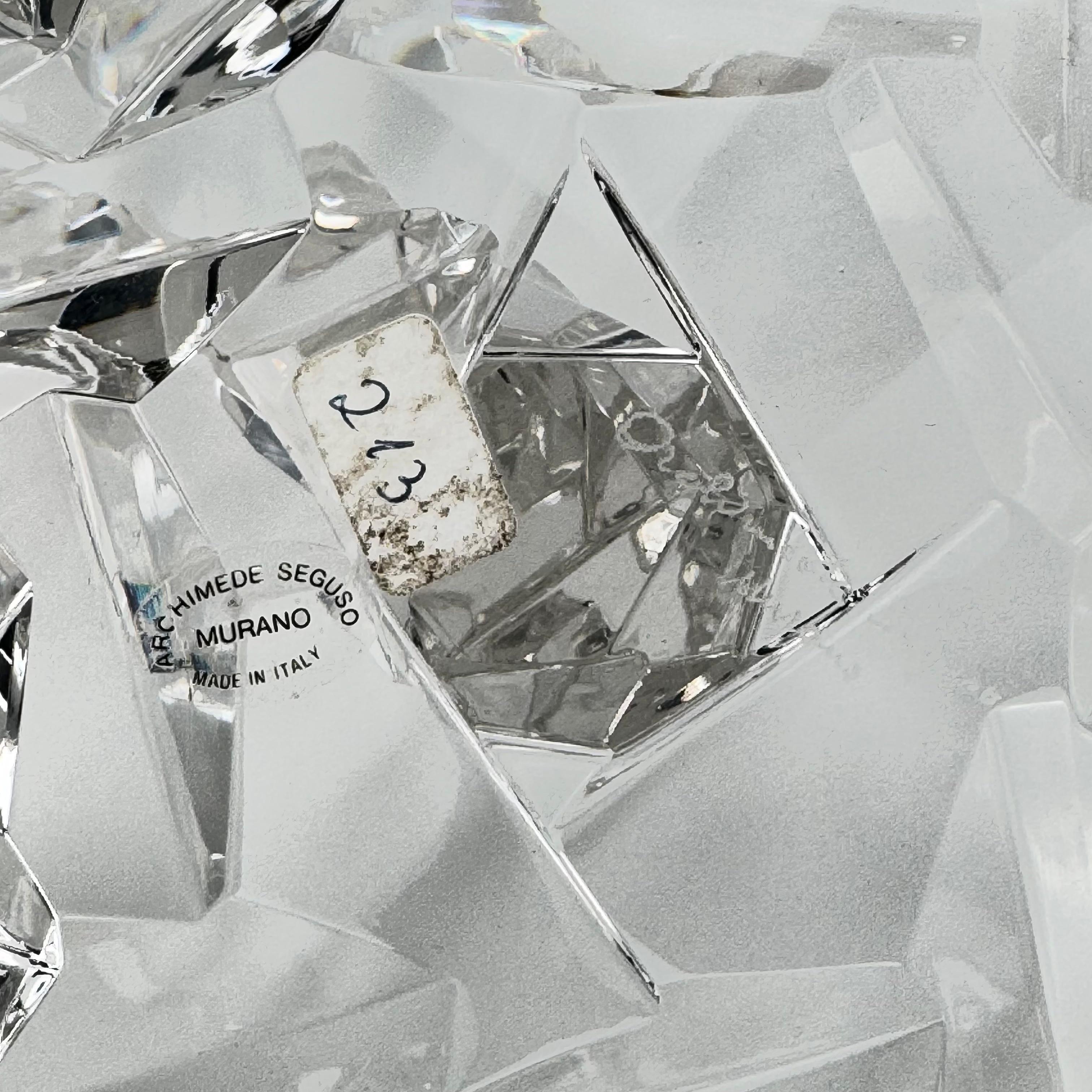 Pair of Rare Faceted Crystal Glass Candlesticks by Archimede Seguso, Murano, 50s For Sale 6