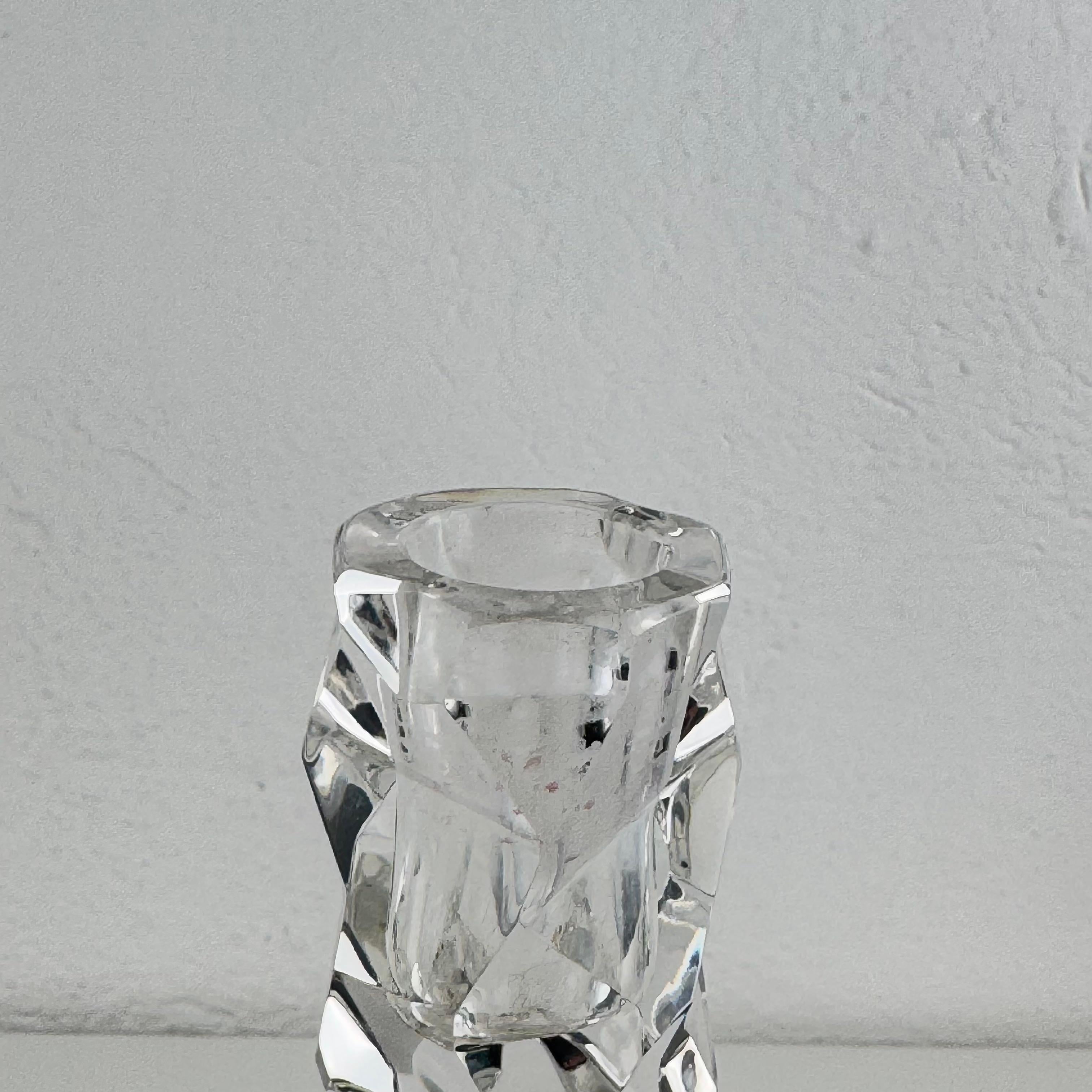 Pair of Rare Faceted Crystal Glass Candlesticks by Archimede Seguso, Murano, 50s For Sale 1