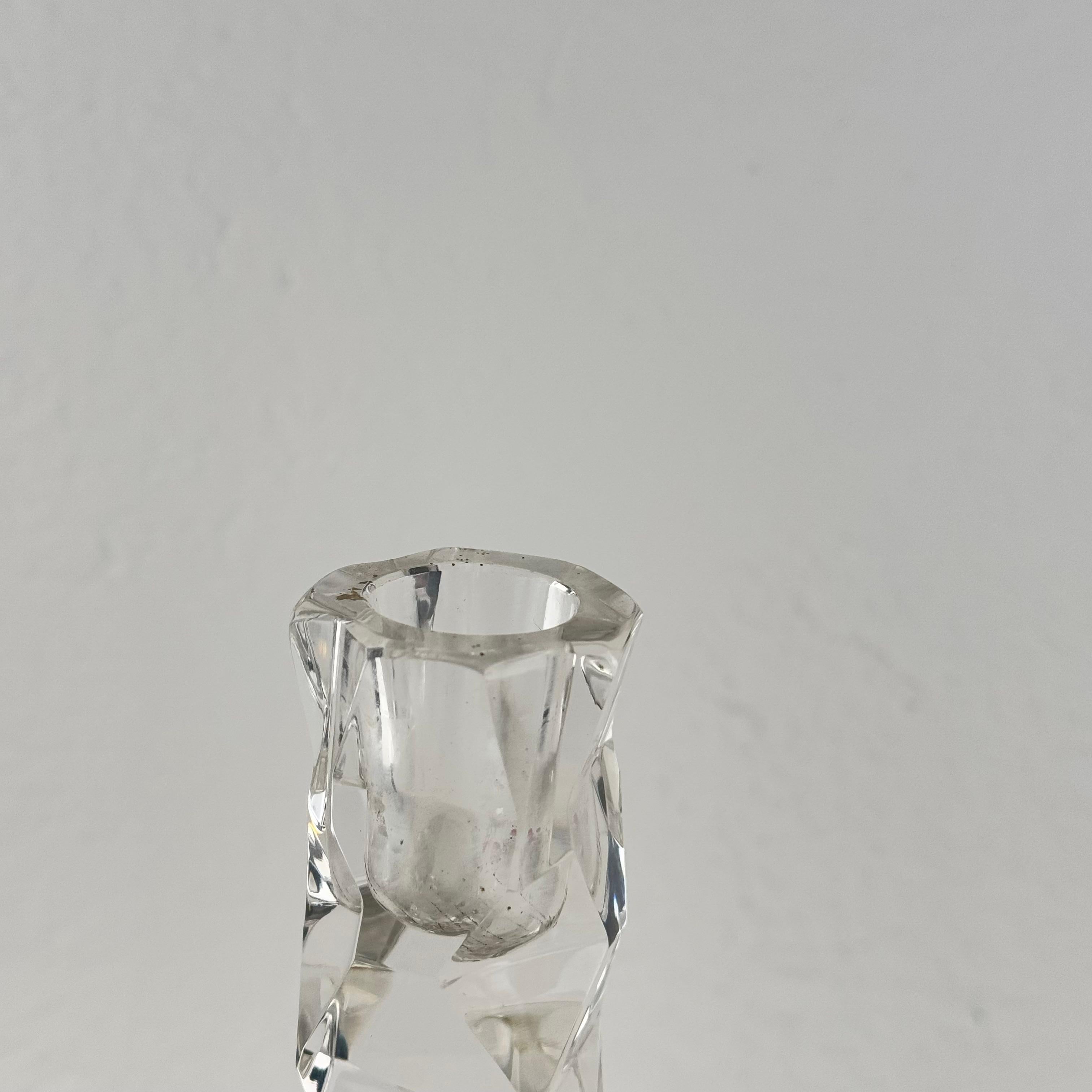 Pair of Rare Faceted Crystal Glass Candlesticks by Archimede Seguso, Murano, 50s For Sale 2