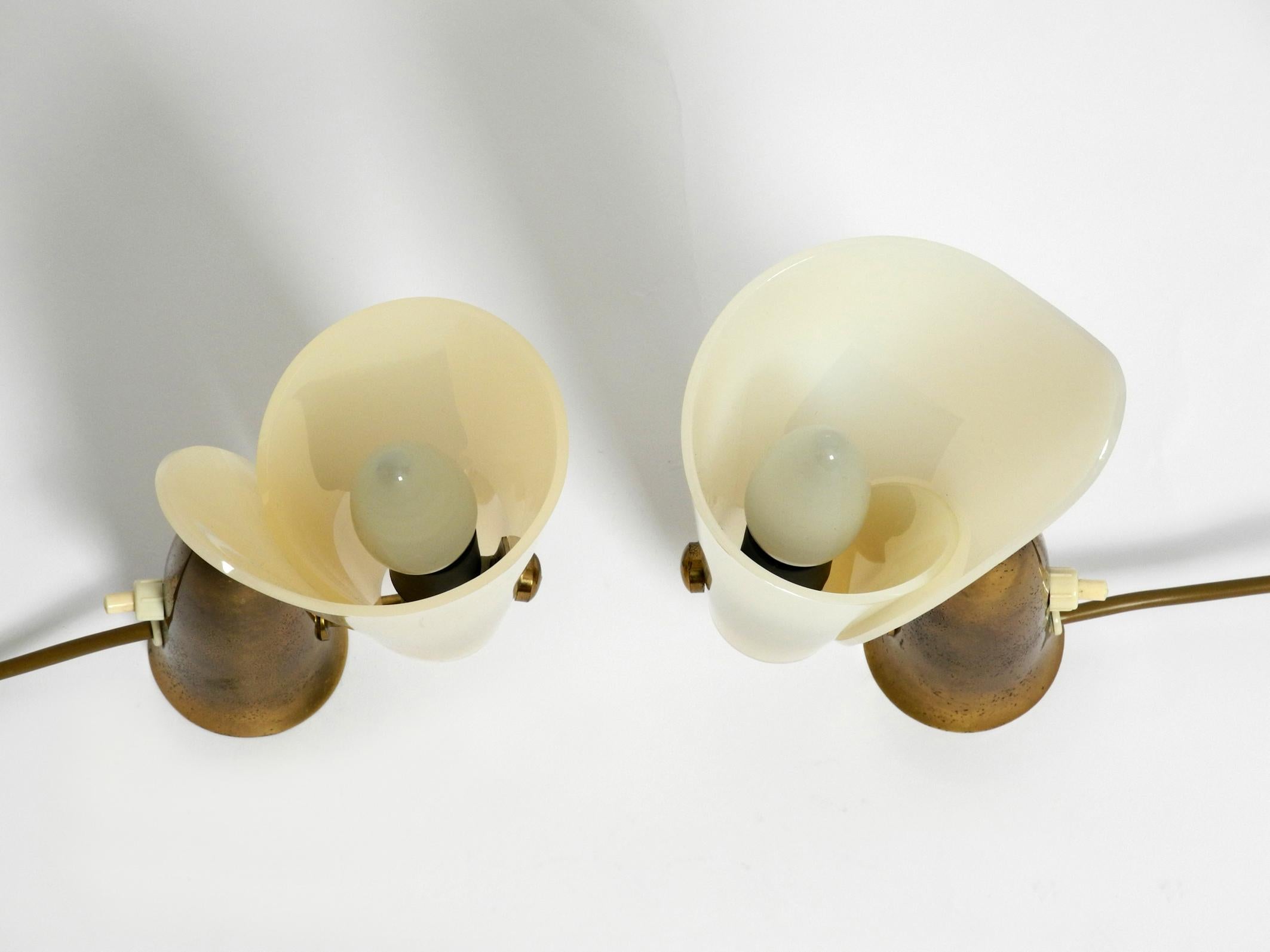 Mid-20th Century Pair of Rare Fancy Italian Midcentury Brass Table Lamps with Plexiglass Shades
